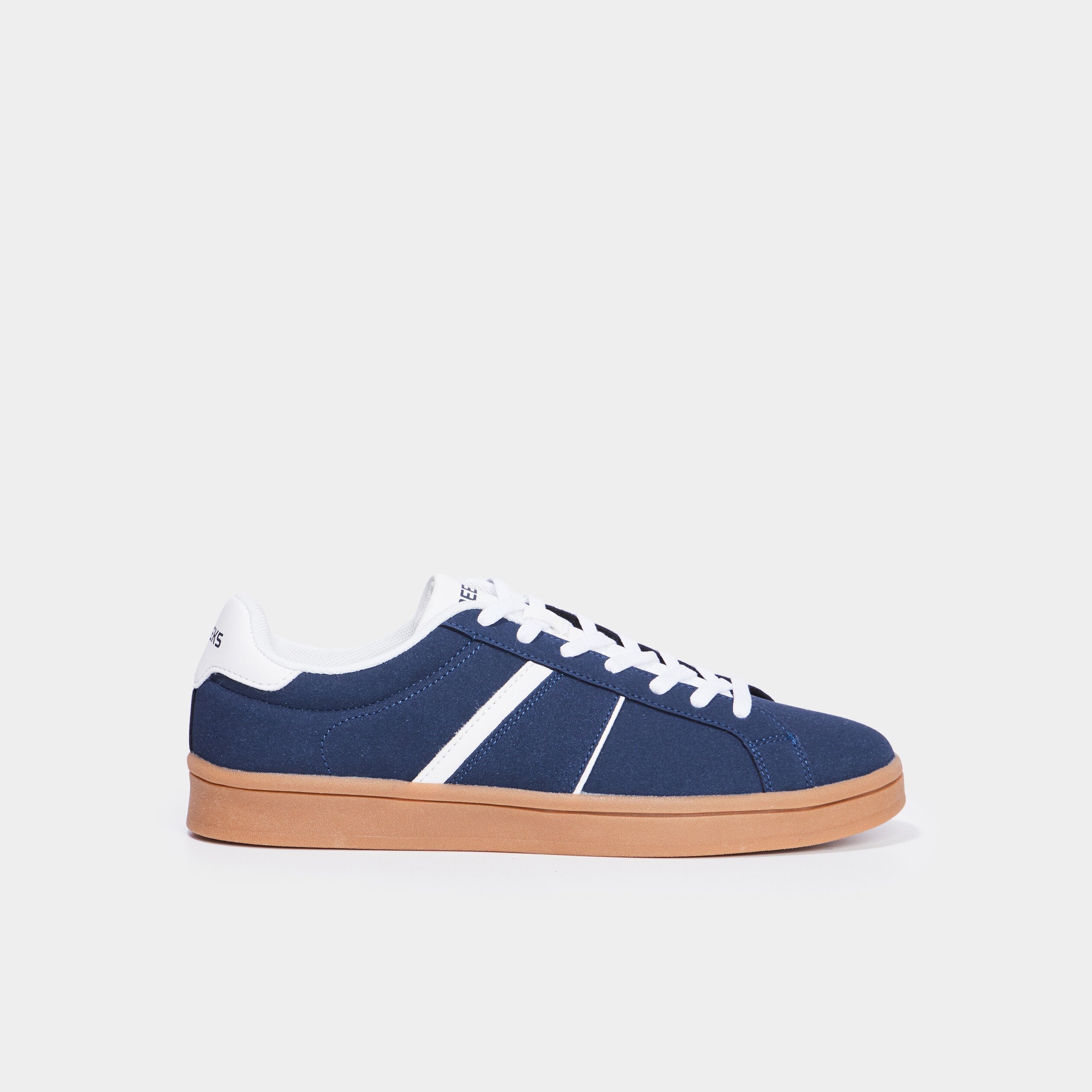 tennis basses a lacets effet daim bleu marine homme Tennis basses à lacets effet daim bleu marine homme