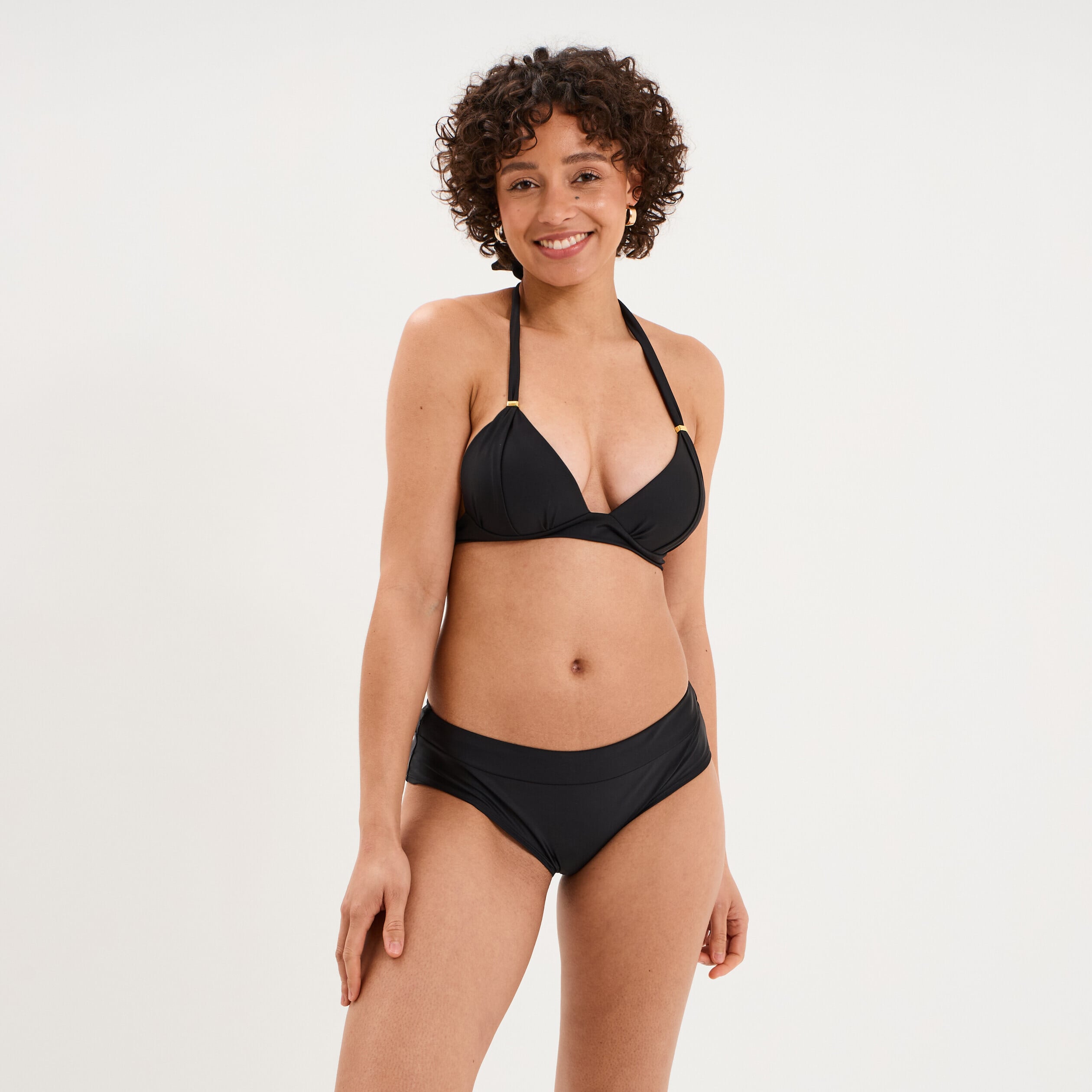 Haut de maillot de bain forme triangle noir femme