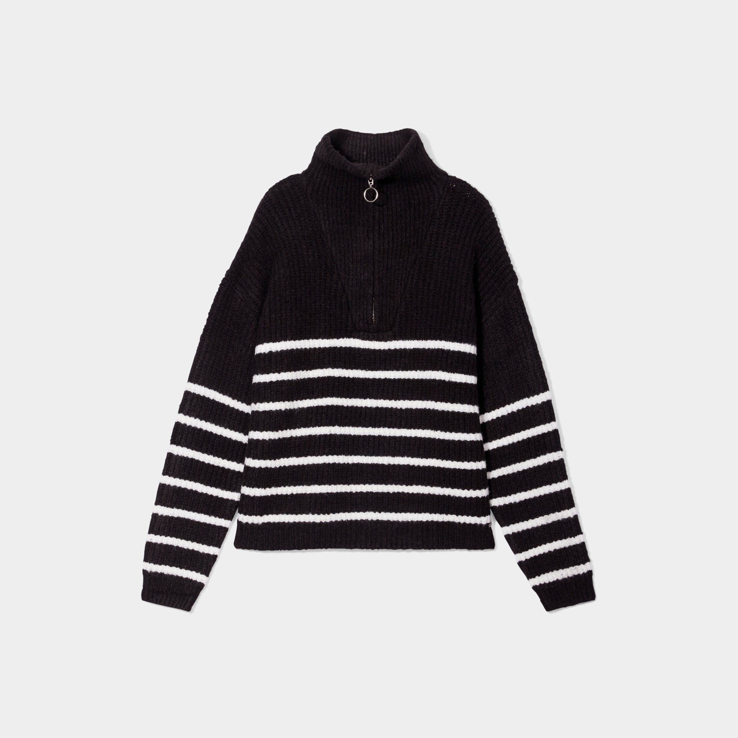Pull col camionneur zippé ecru femme