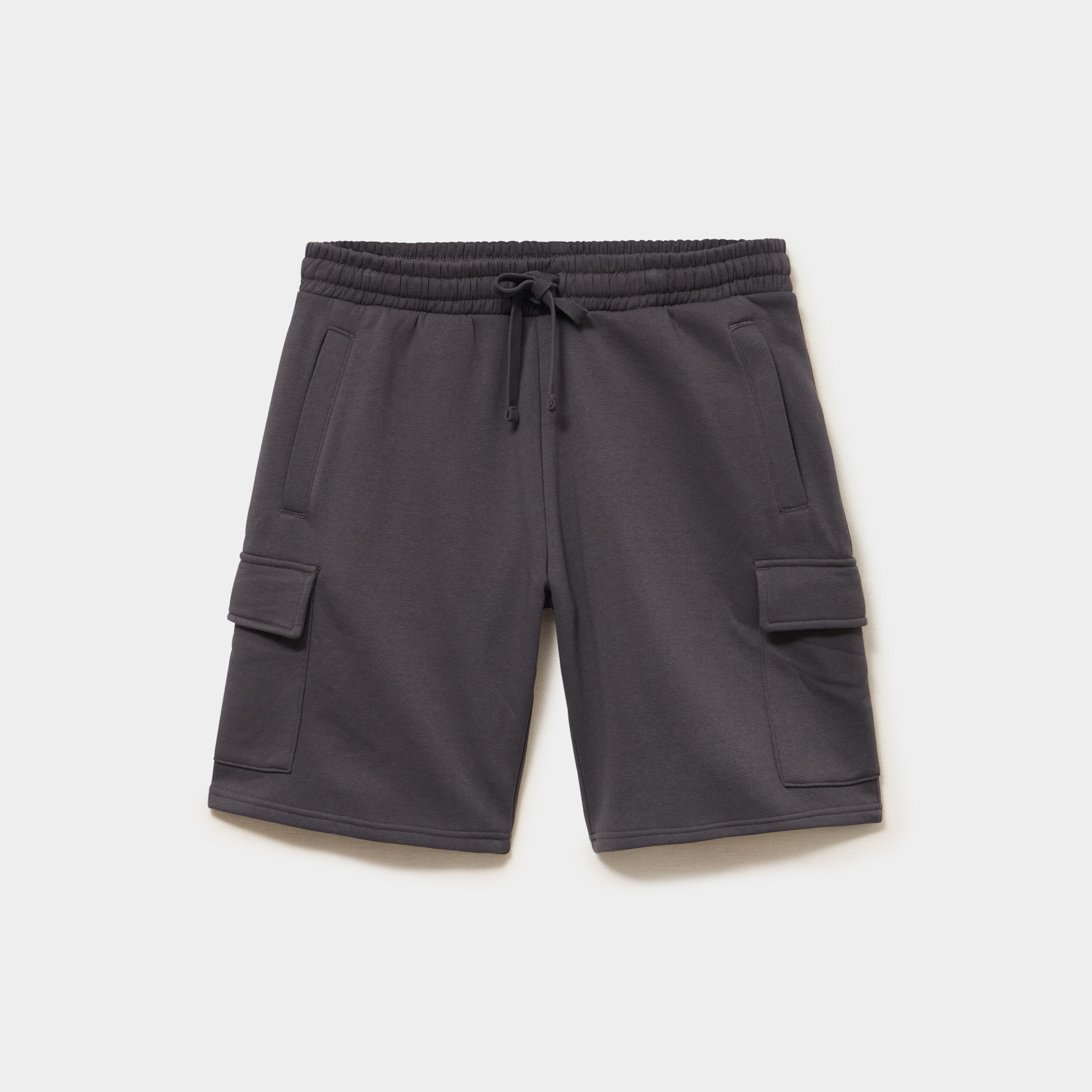 Bermuda cargo molleton taille &eacute;lastiqu&eacute;e gris fonc&eacute; homme