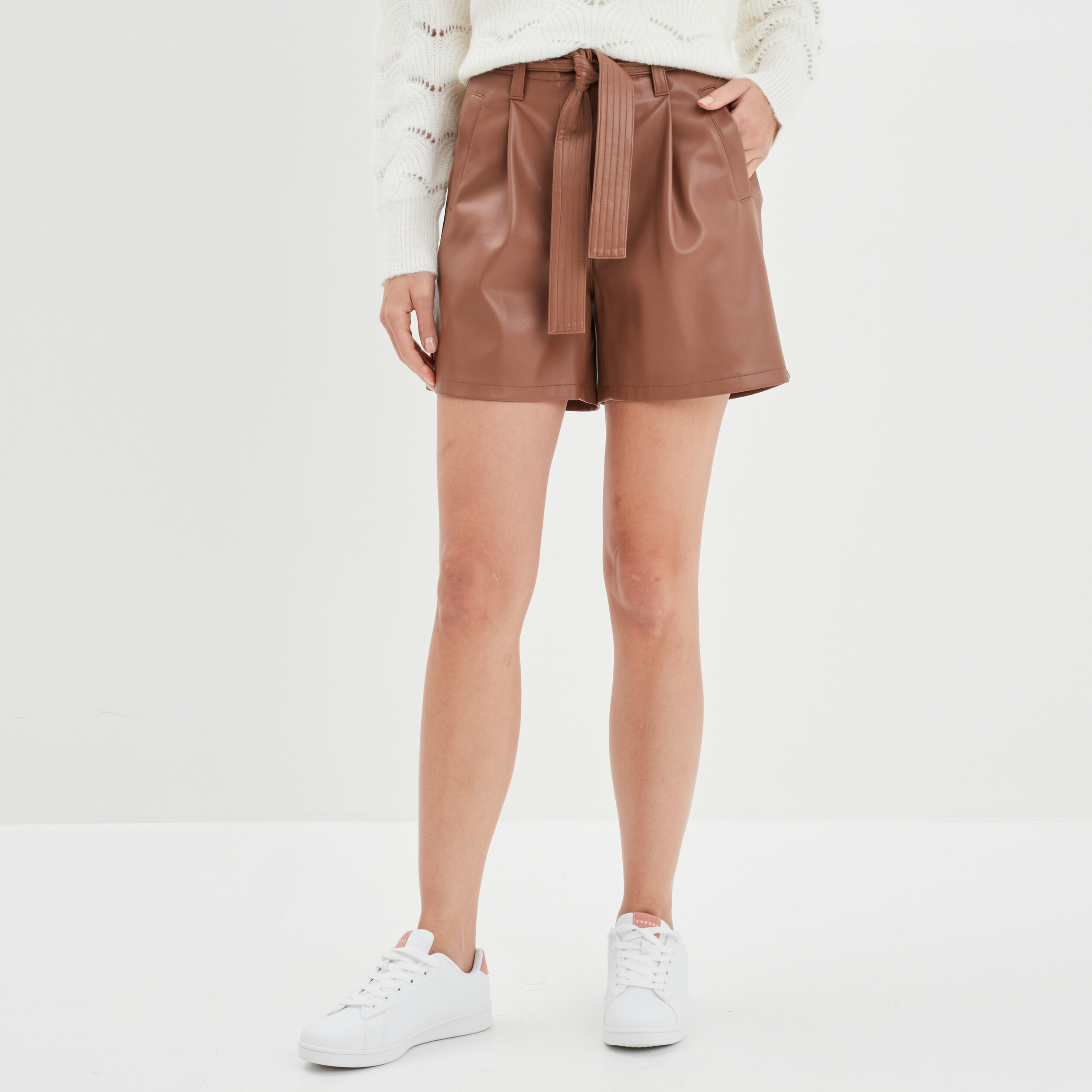 Short simili cuir camel - Short Femme 