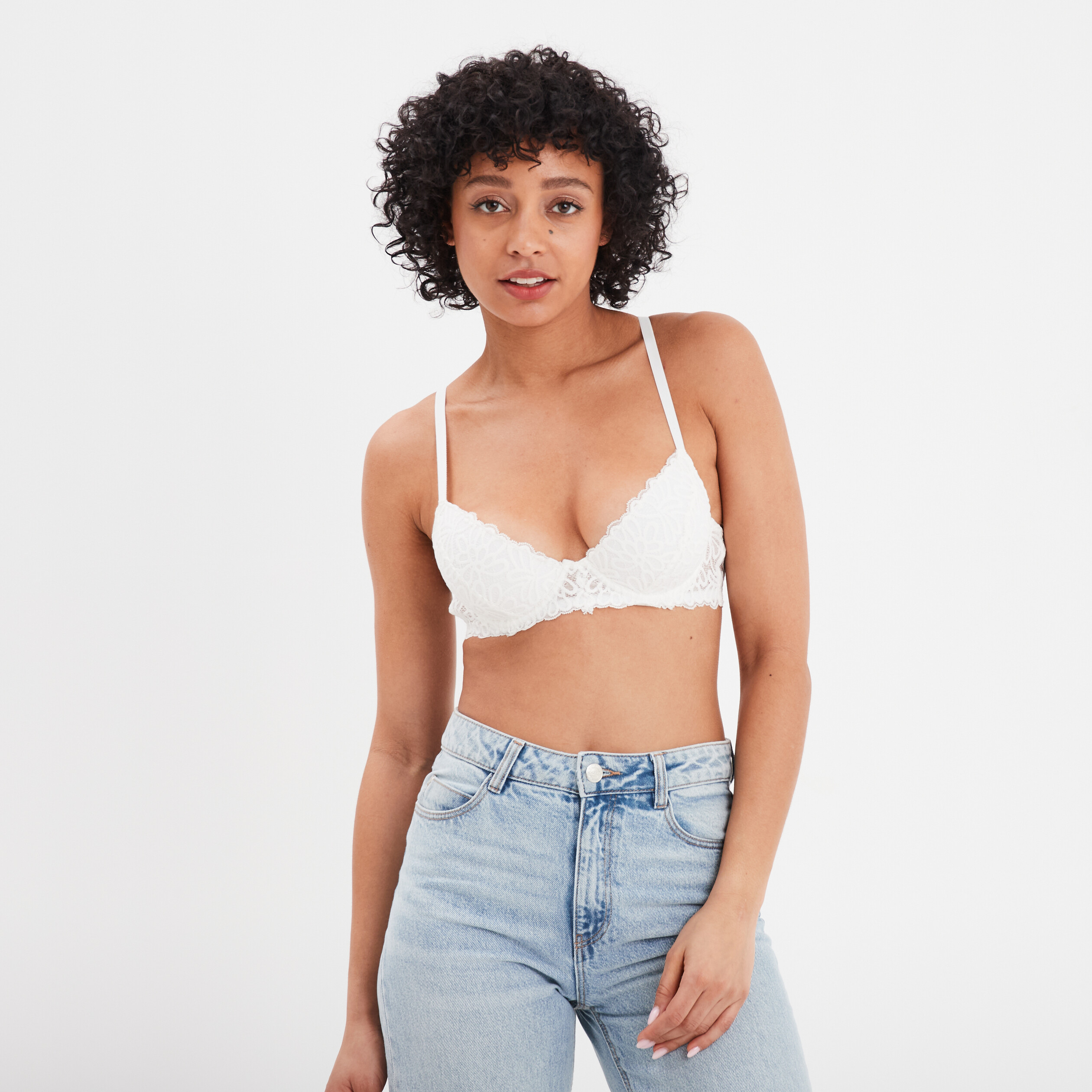 soutien gorge corbeille padde dentelle blanc femme Soutien-gorge corbeille paddé dentelle blanc femme