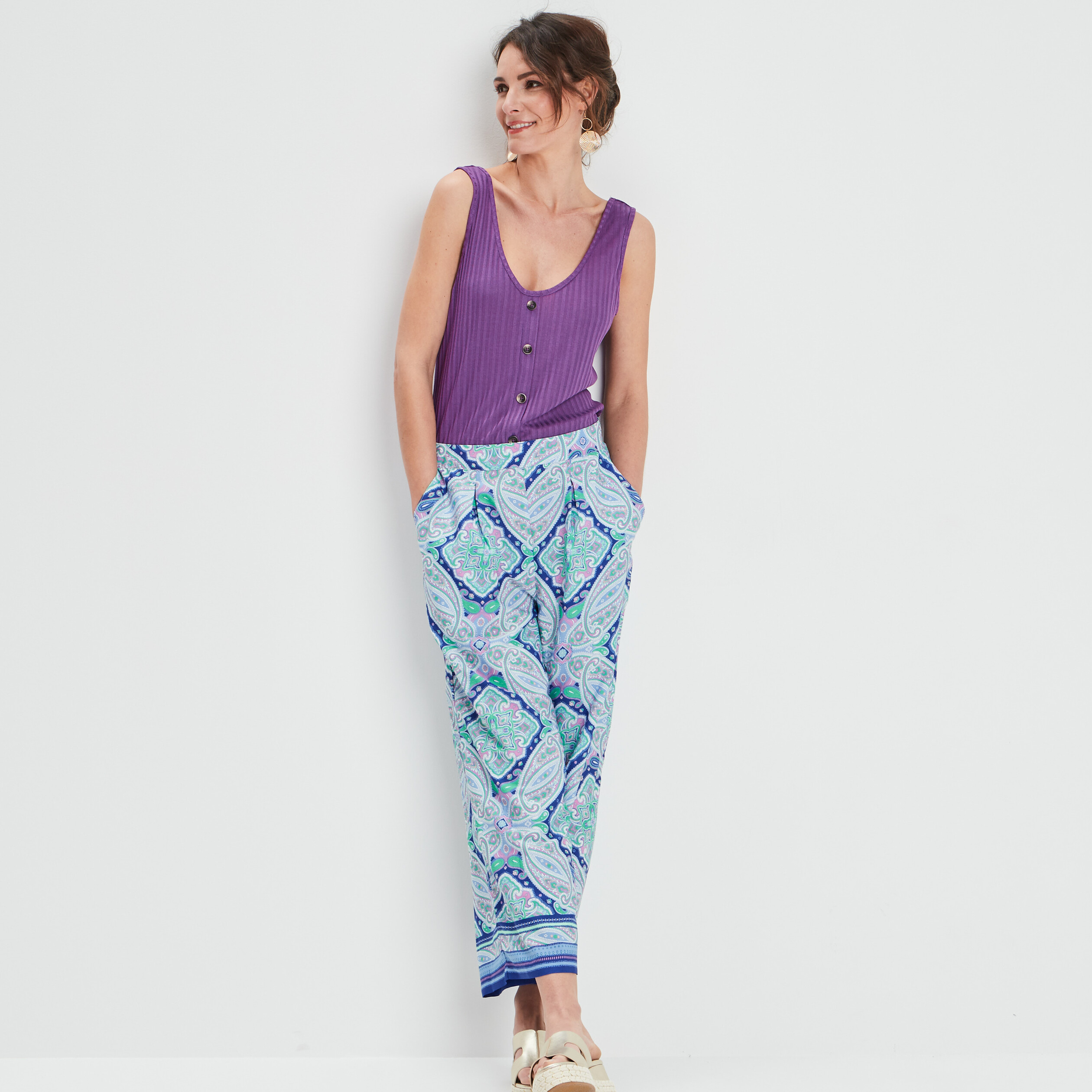 Débardeur bretelles larges violet femme