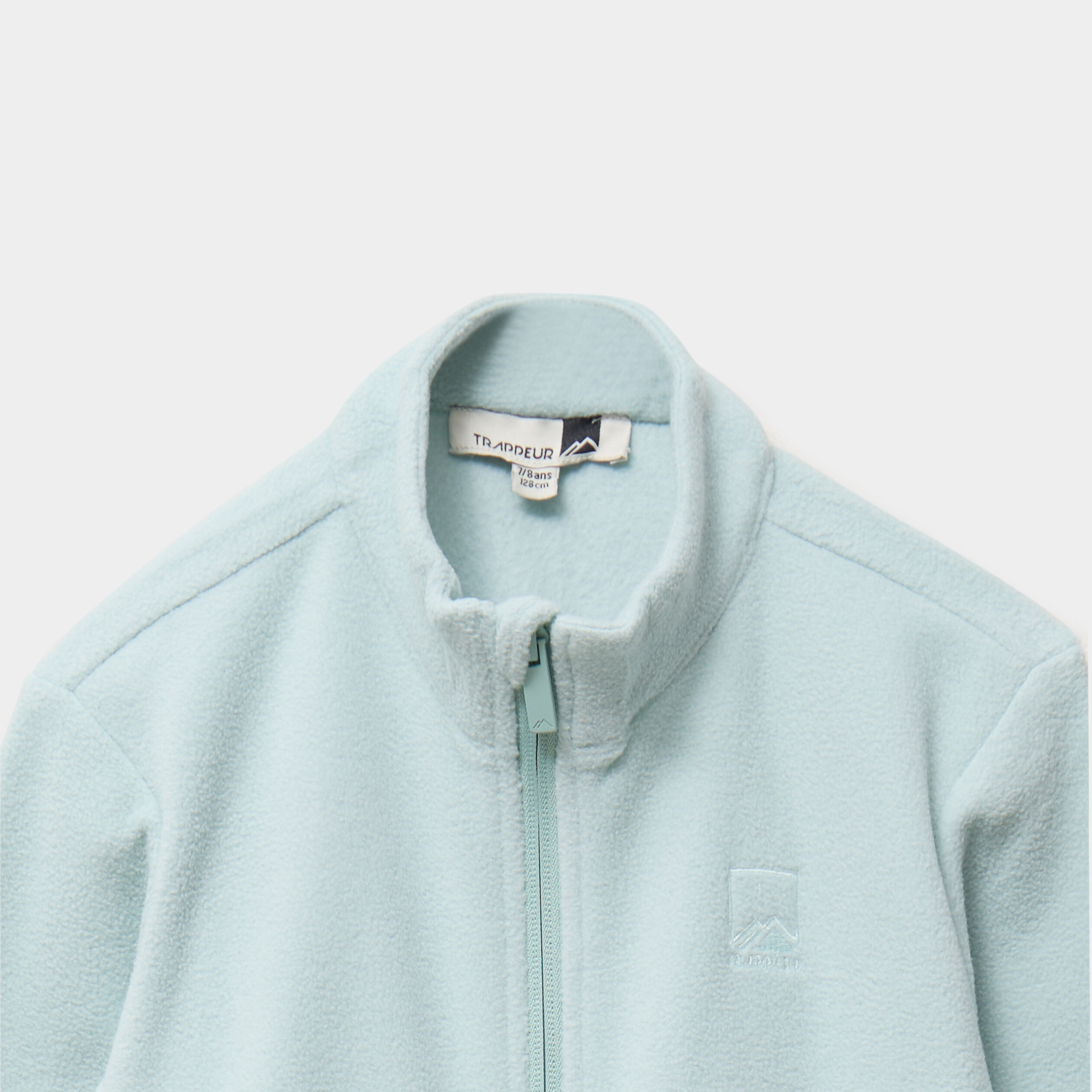 Gilet effet polaire zipp&eacute; col montant bleu gris fille