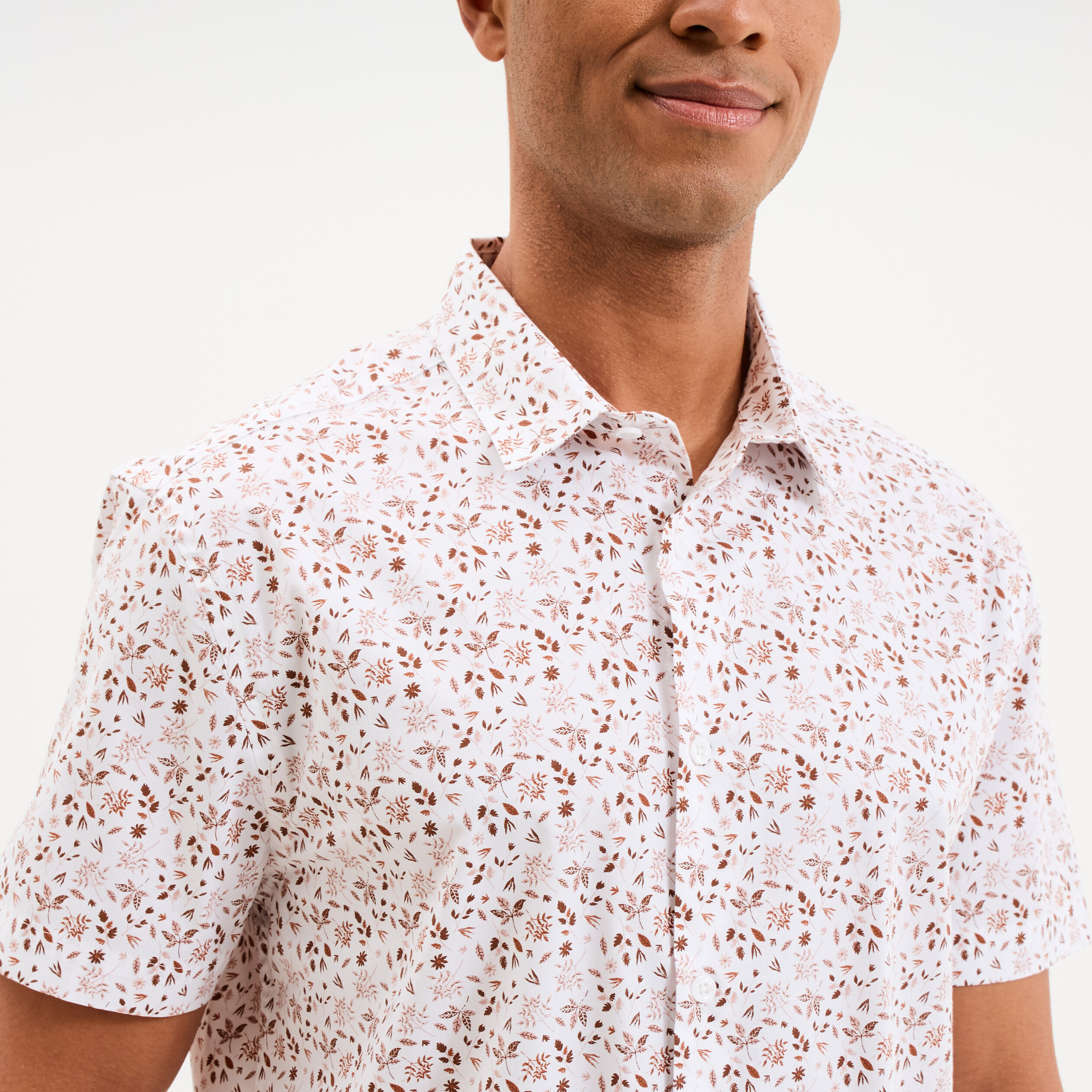 Chemise manches courtes coton ecru homme