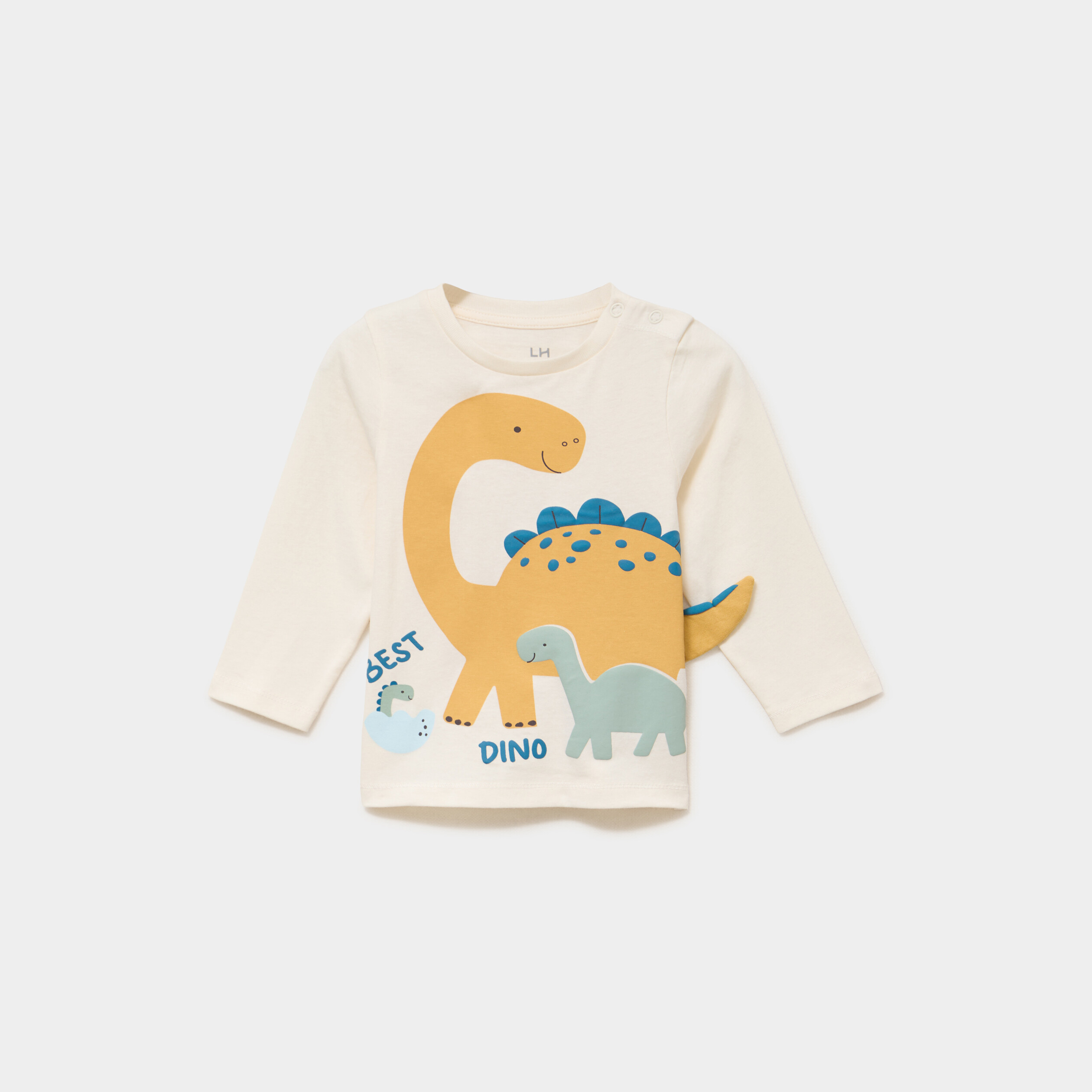 T-shirt &eacute;paule boutonn&eacute;e manches longues ecru b&eacute;b&eacute; gar&ccedil;on
