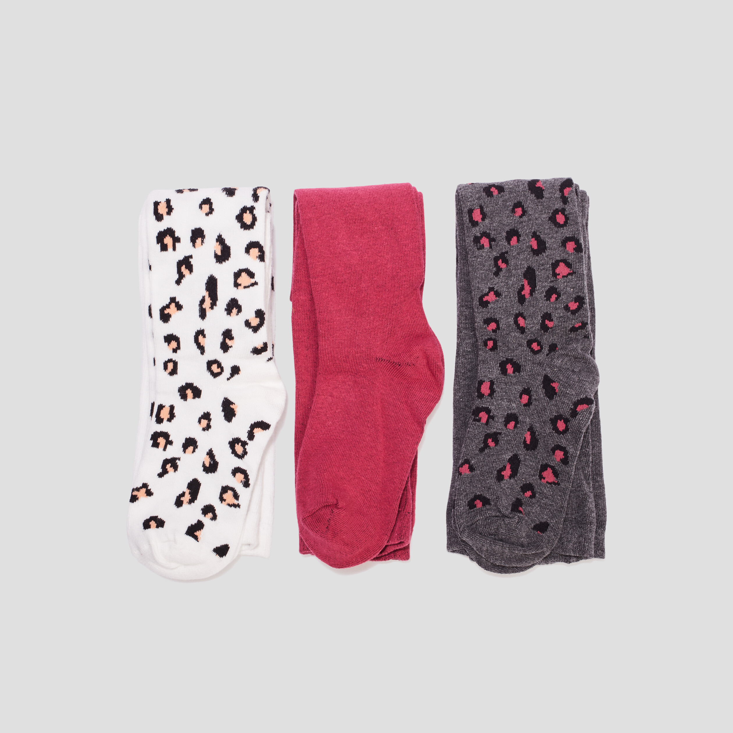 lot 3 collants motif leopard multicolore fille Lot 3 collants motif léopard multicolore fille