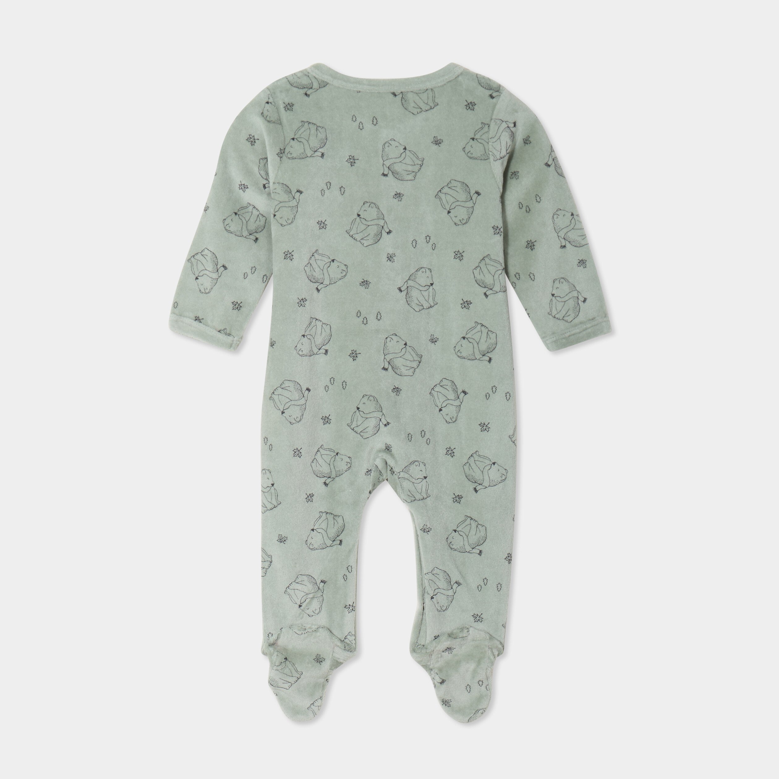 dors bien effet velours manches longues vert kaki bebe Dors-bien effet velours manches longues vert kaki bébé