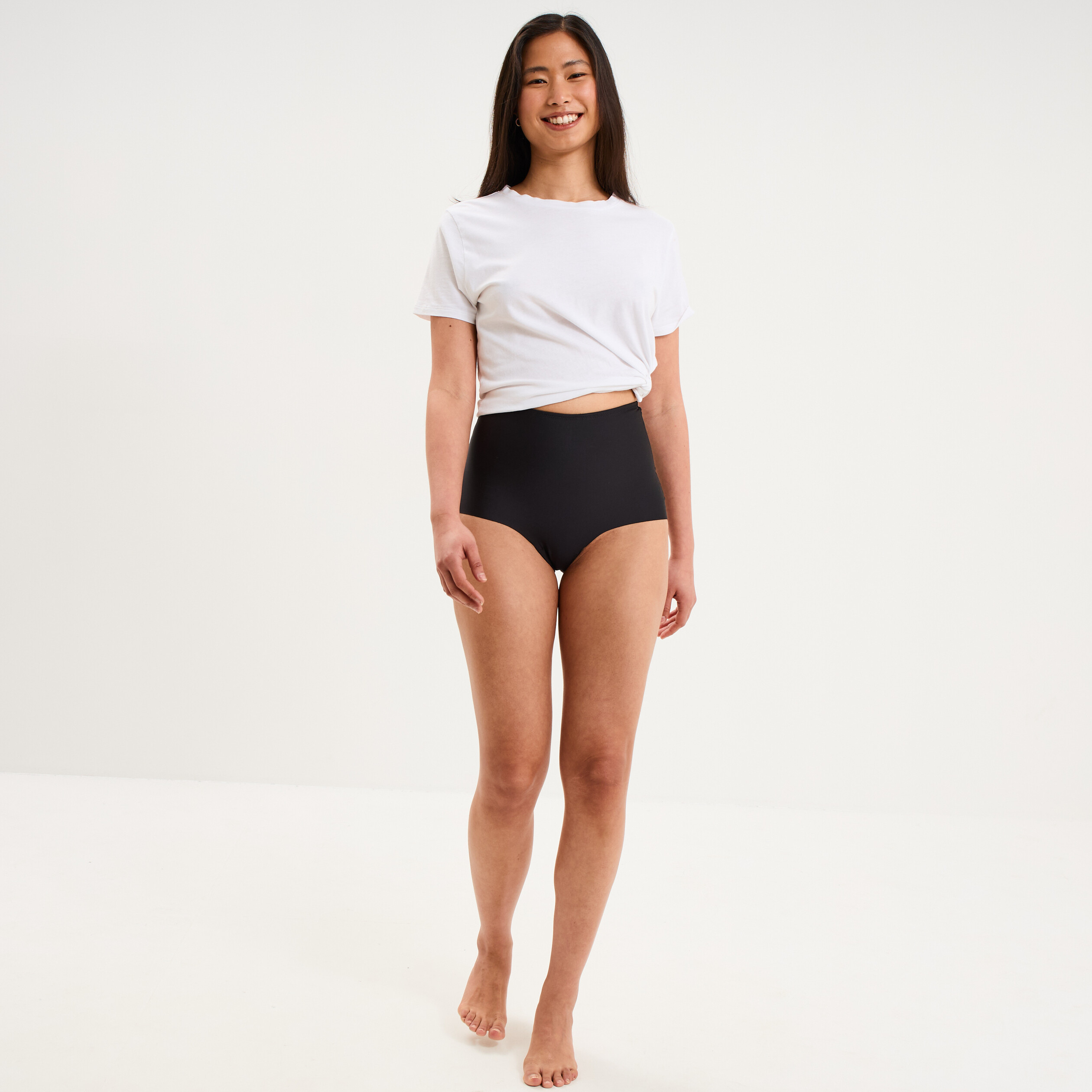 Culotte mi haute gainante sans couture noir femme