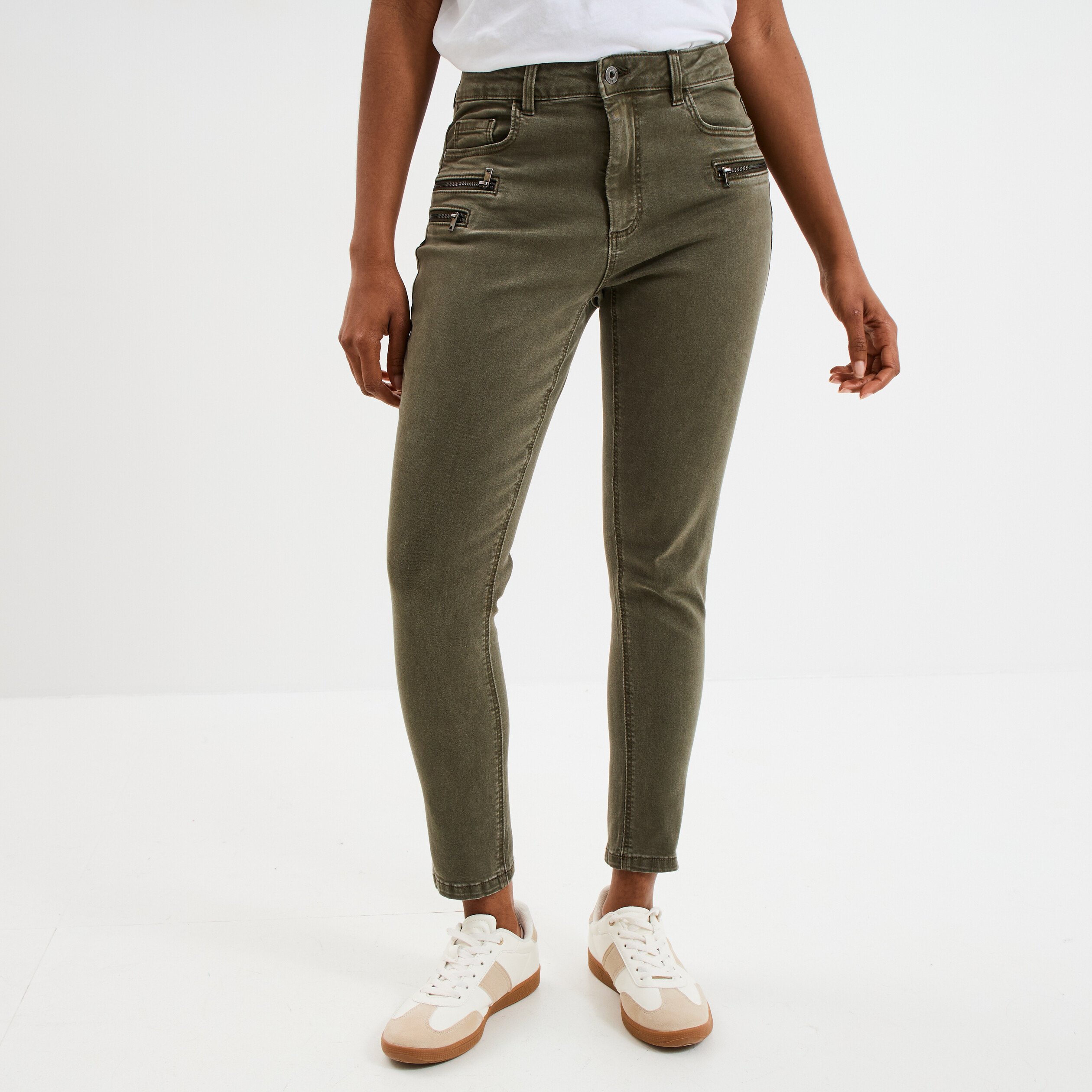 jeans skinny 78eme coton liberto vert kaki femme Jeans skinny 7/8ème coton Liberto vert kaki femme