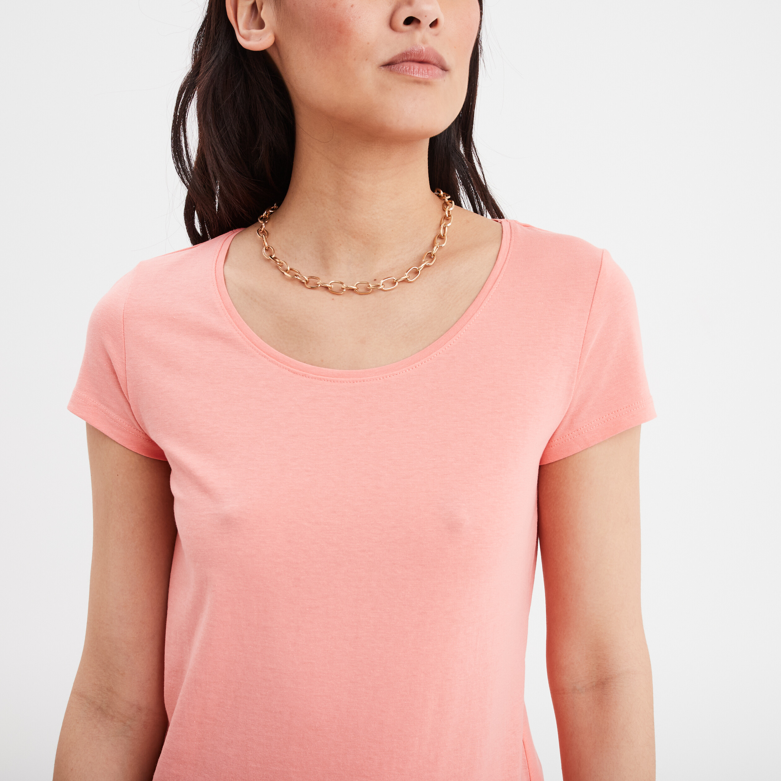 t shirt coton col rond manches courtes vieux rose femme T-shirt coton col rond manches courtes vieux rose femme