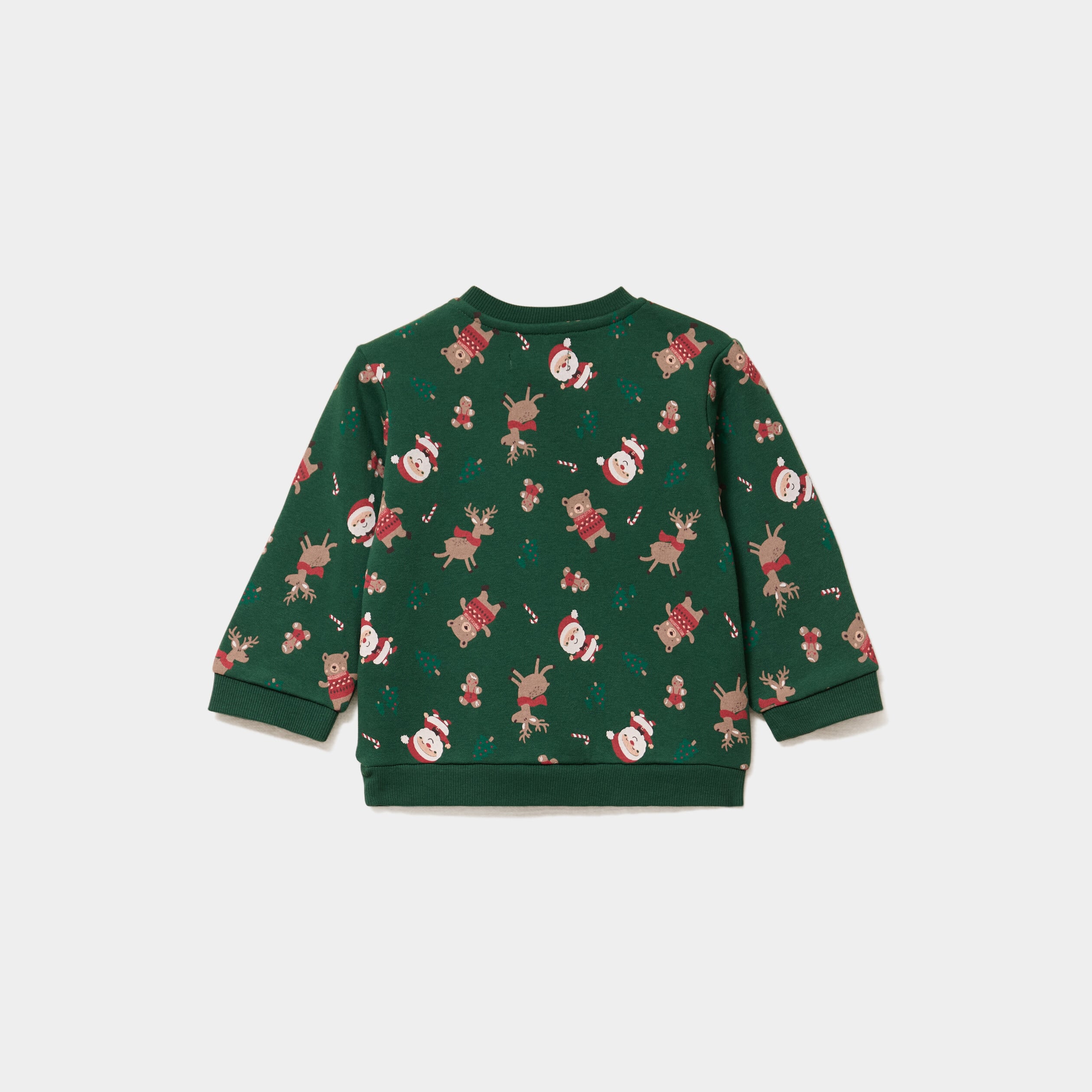 Sweat coton col rond No&euml;l vert b&eacute;b&eacute; gar&ccedil;on