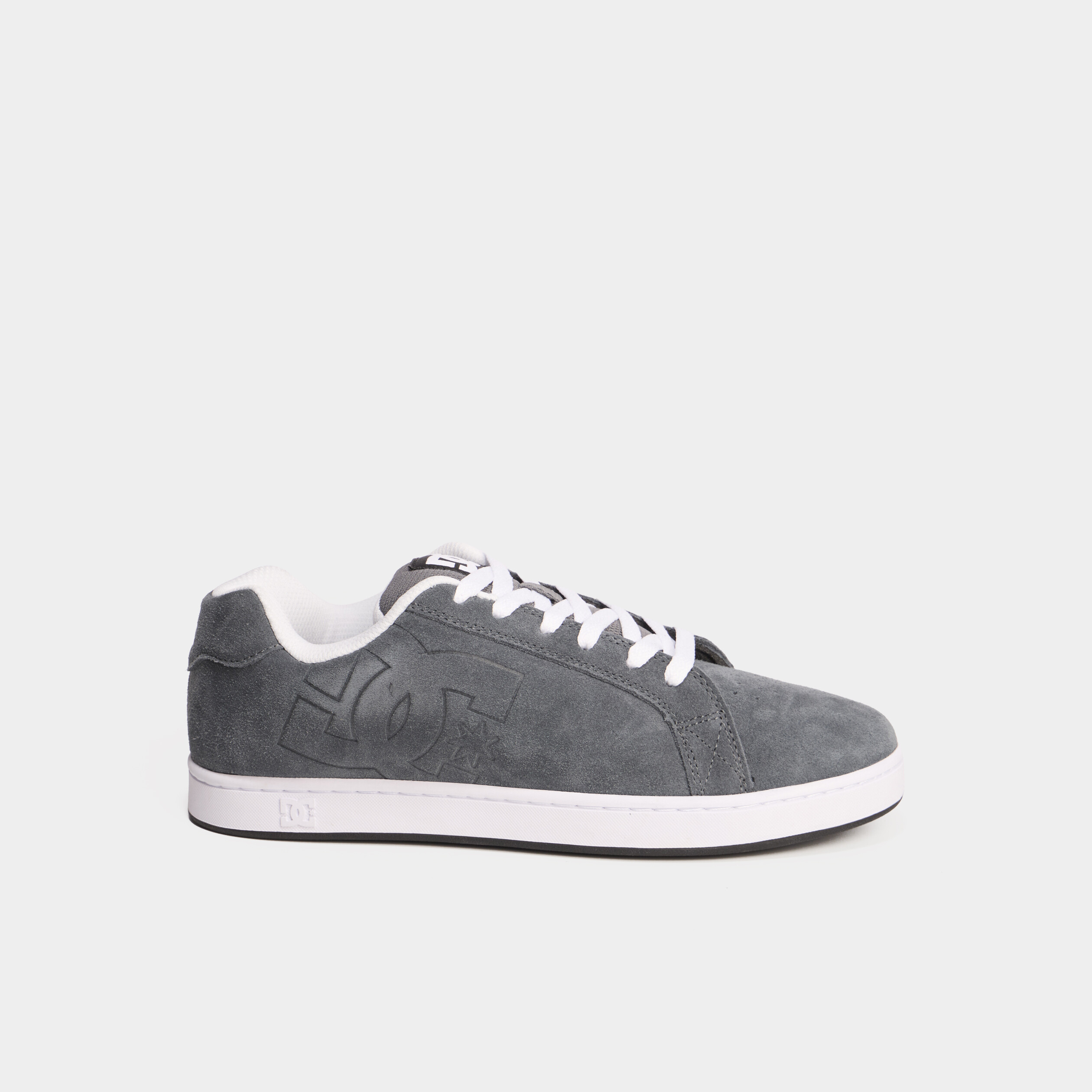 Tennis basses en cuir &agrave; lacets gris homme