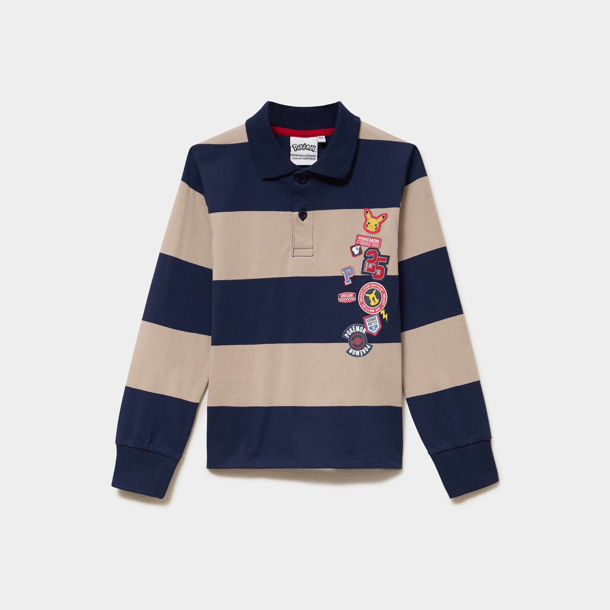 T-shirt col polo manches longues Pok&eacute;mon sable gar&ccedil;on