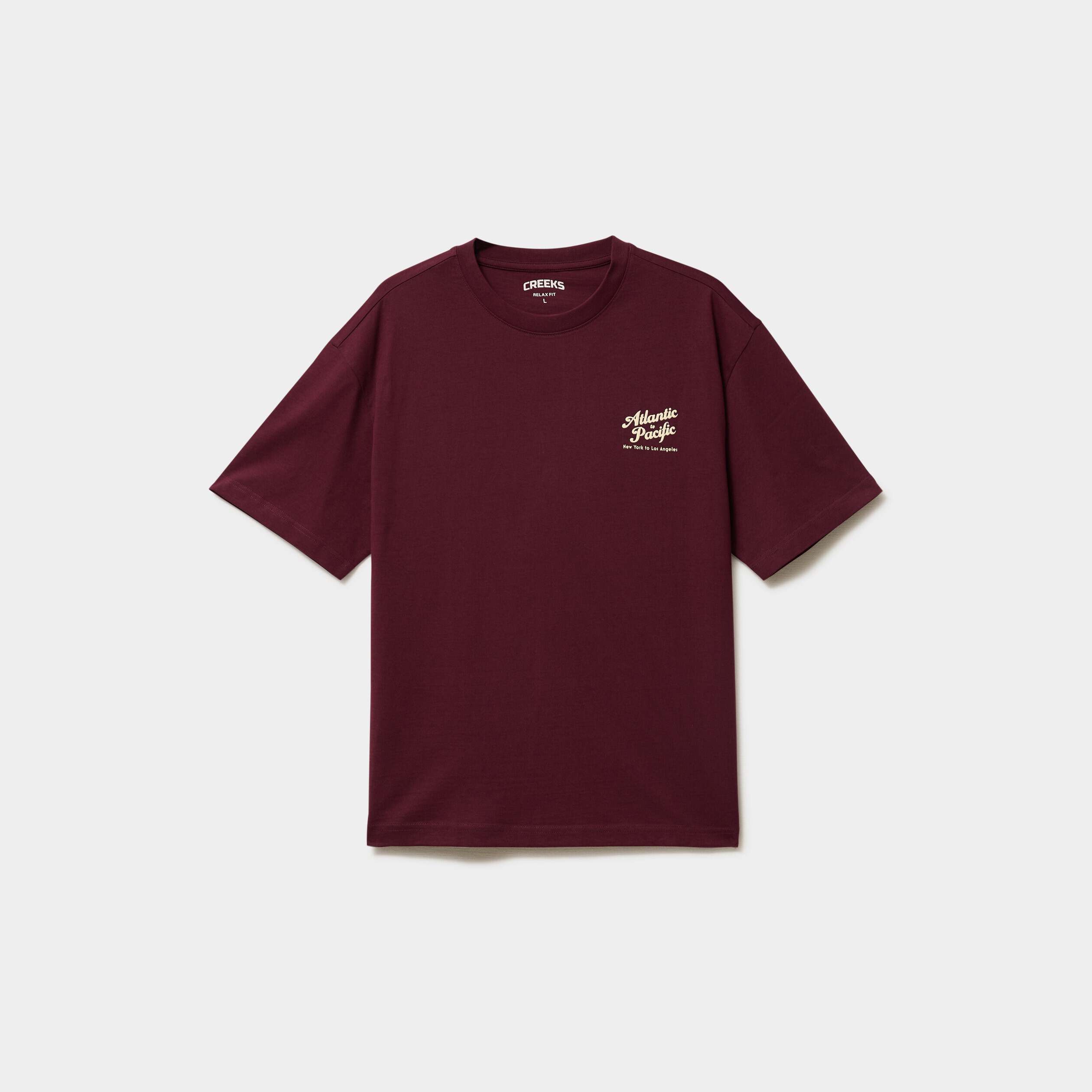 T-shirt manches courtes relax coton violet fonc&eacute; homme