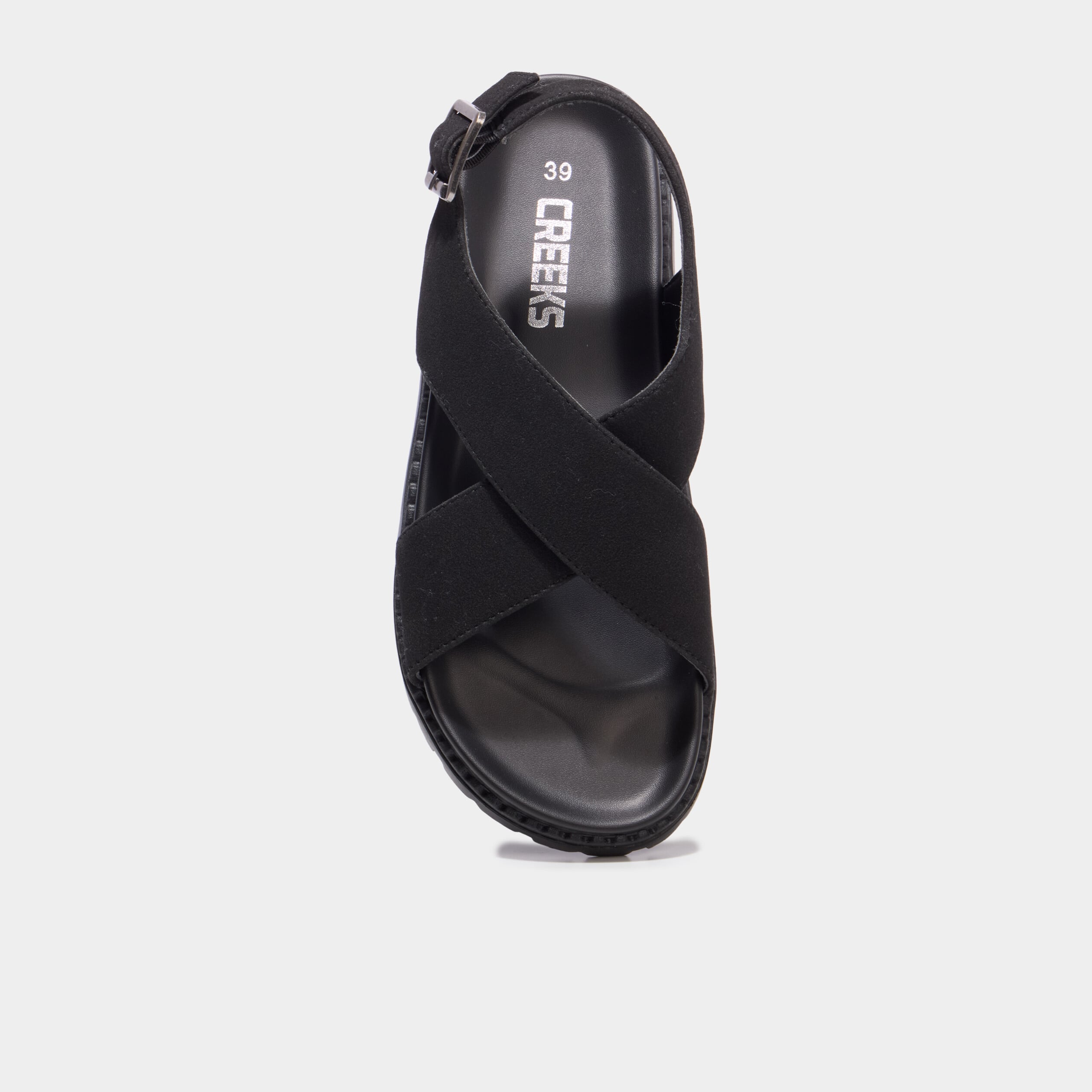 Sandales brides crois&eacute;es noir femme