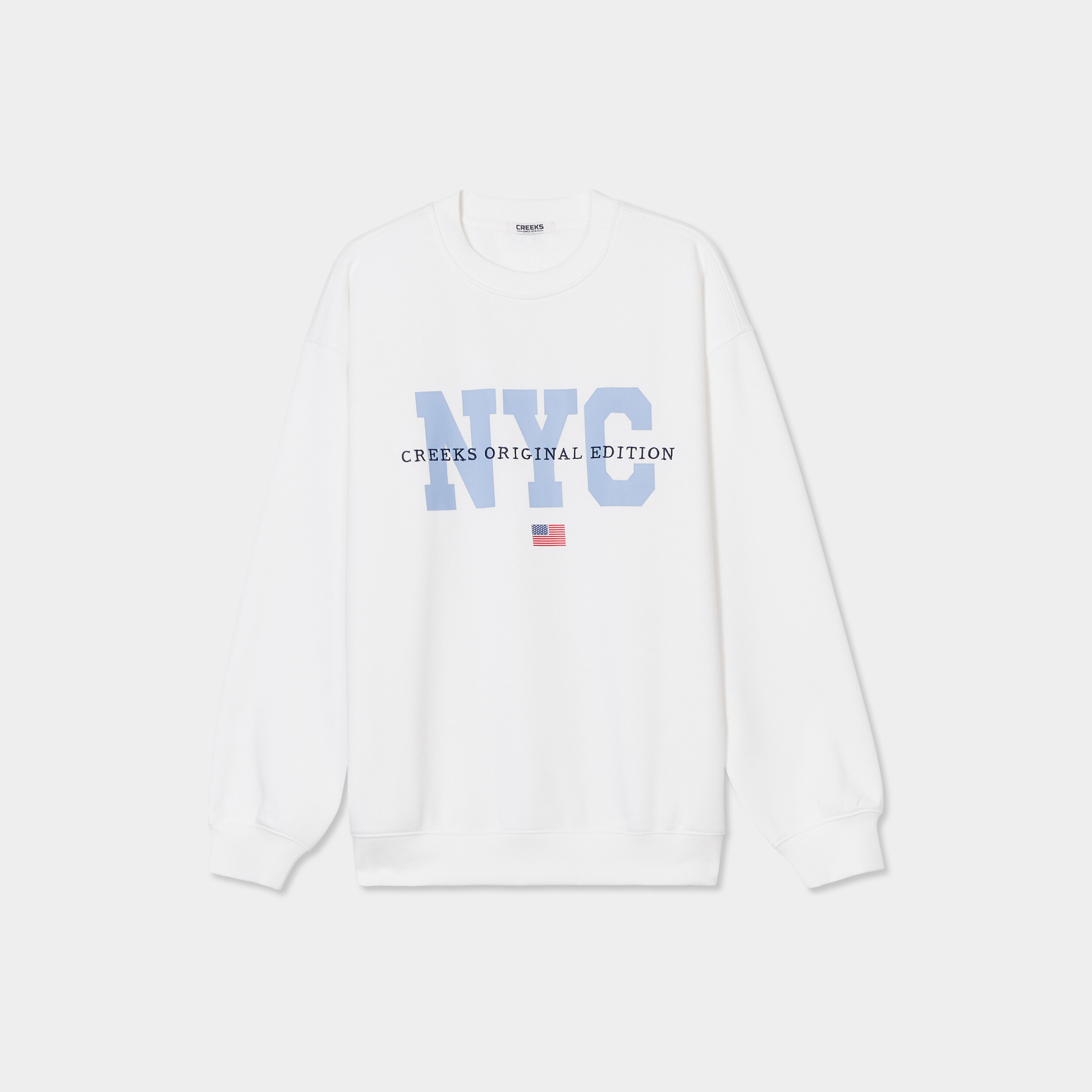 sweat oversize printe col rond creeks blanc femme Sweat oversize printé col rond Creeks blanc femme
