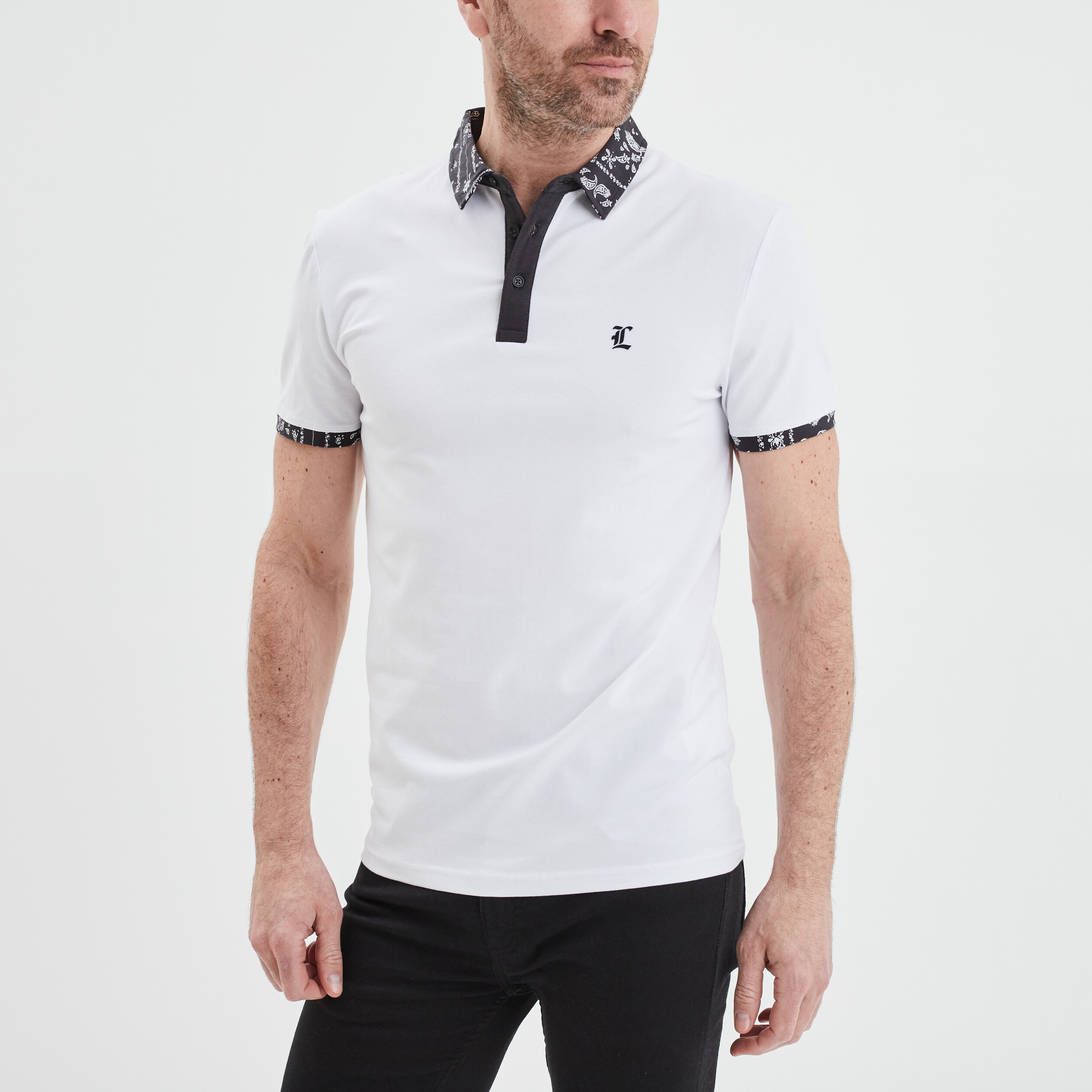 Polo droit manches courtes coton Liberto blanc homme
