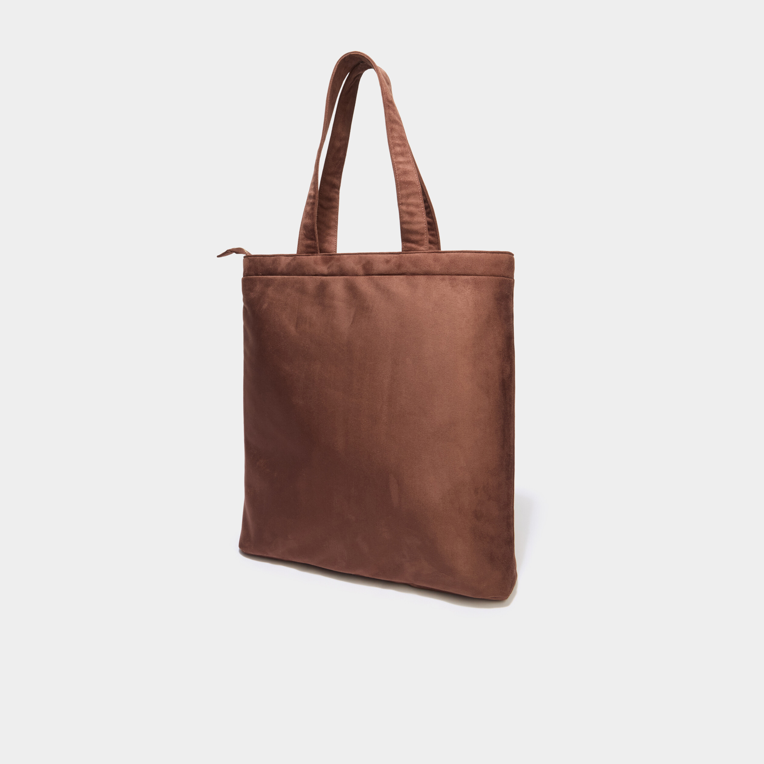 Sac tote bag zipp&eacute; marron fonc&eacute; femme