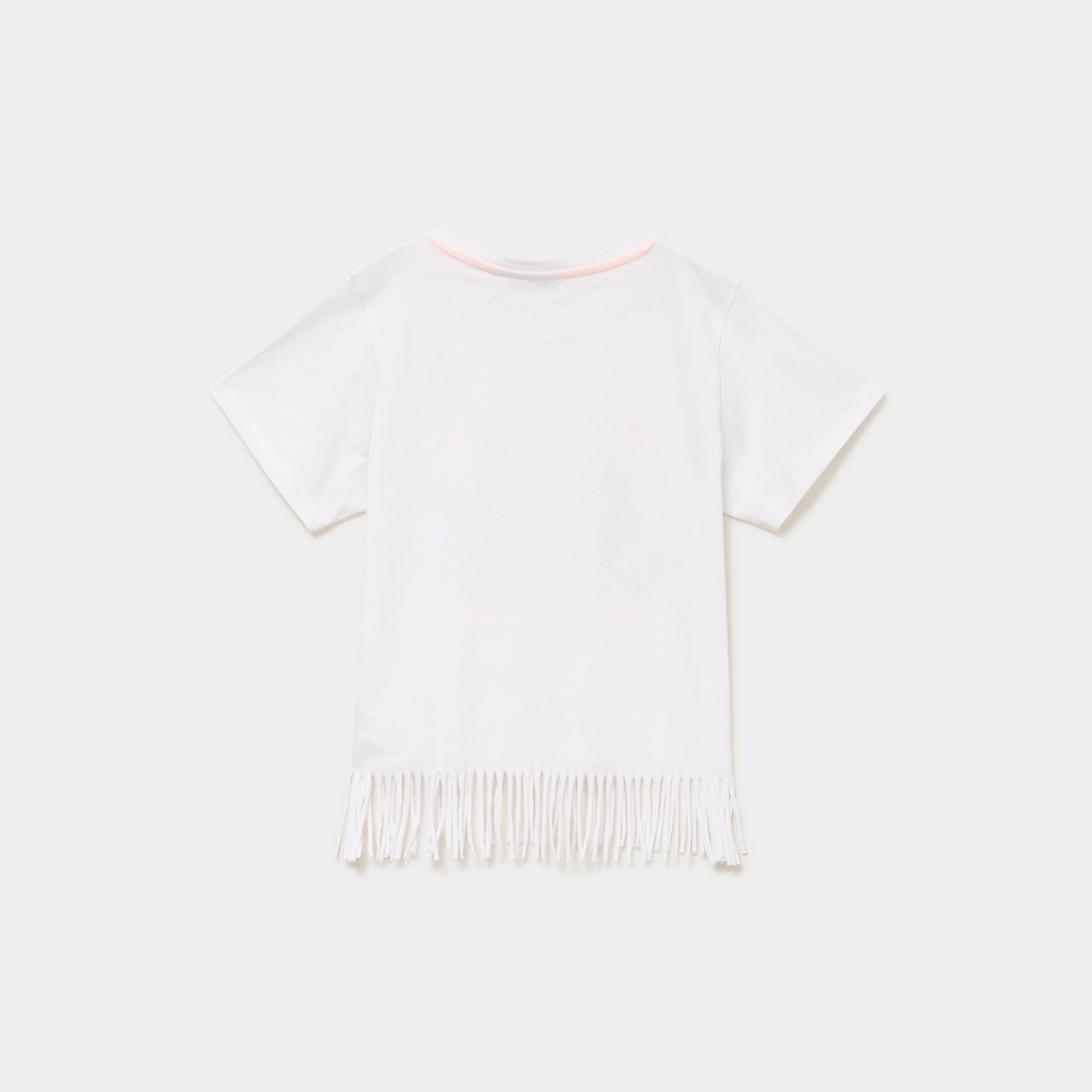 T-shirt &agrave; franges coton Vaiana blanc fille