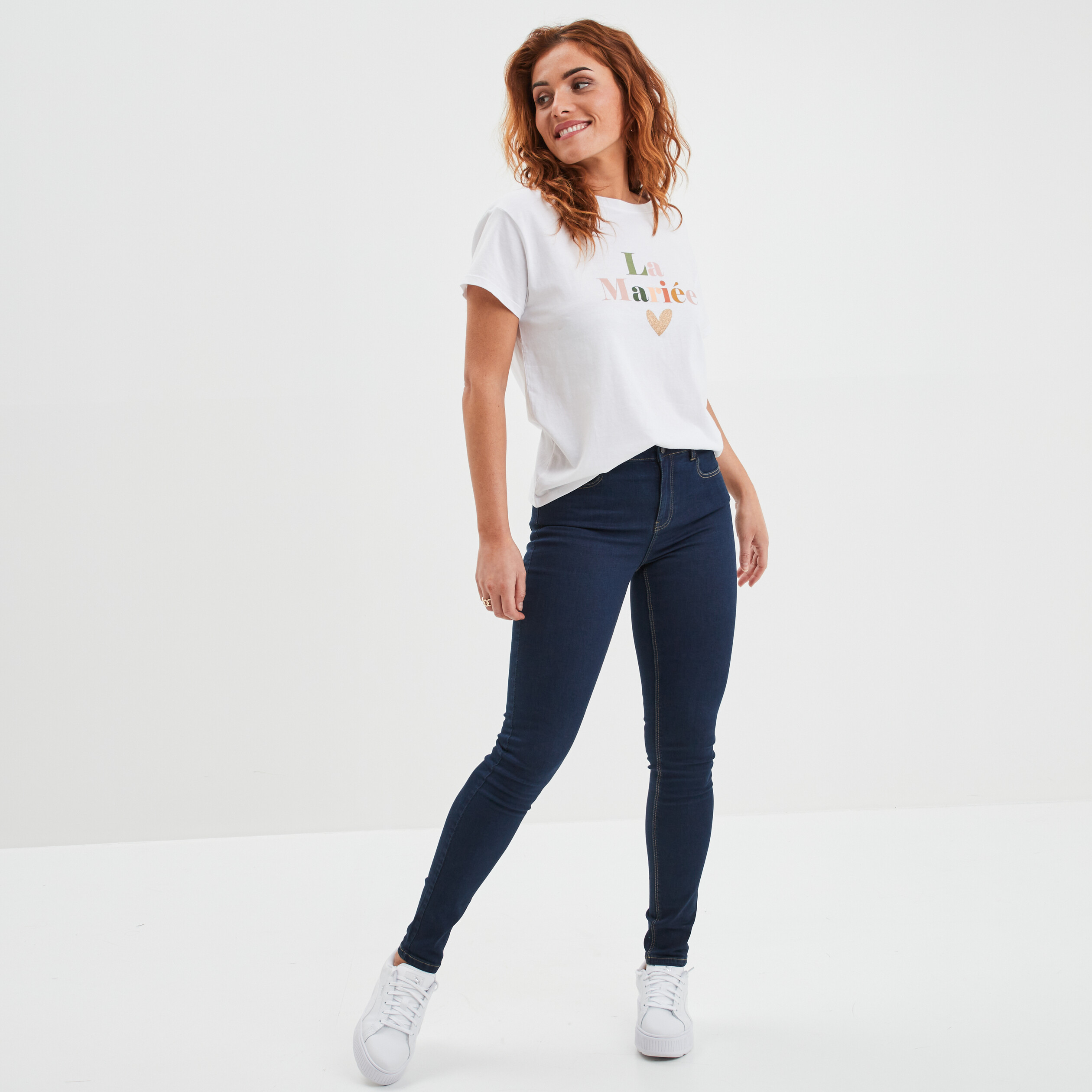 Jeans slim taille standard denim brut femme