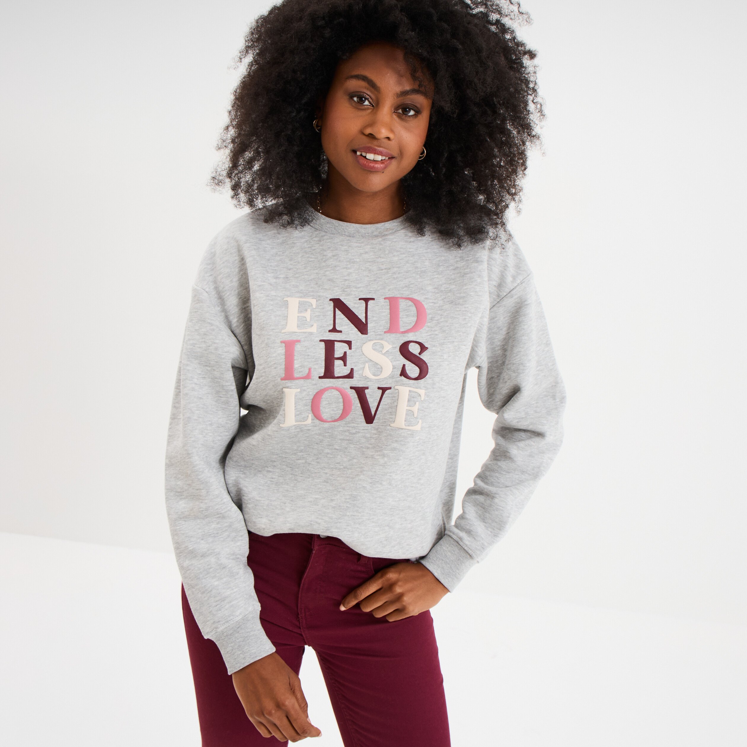 sweat col rond manches longues gris femme Sweat col rond manches longues gris femme