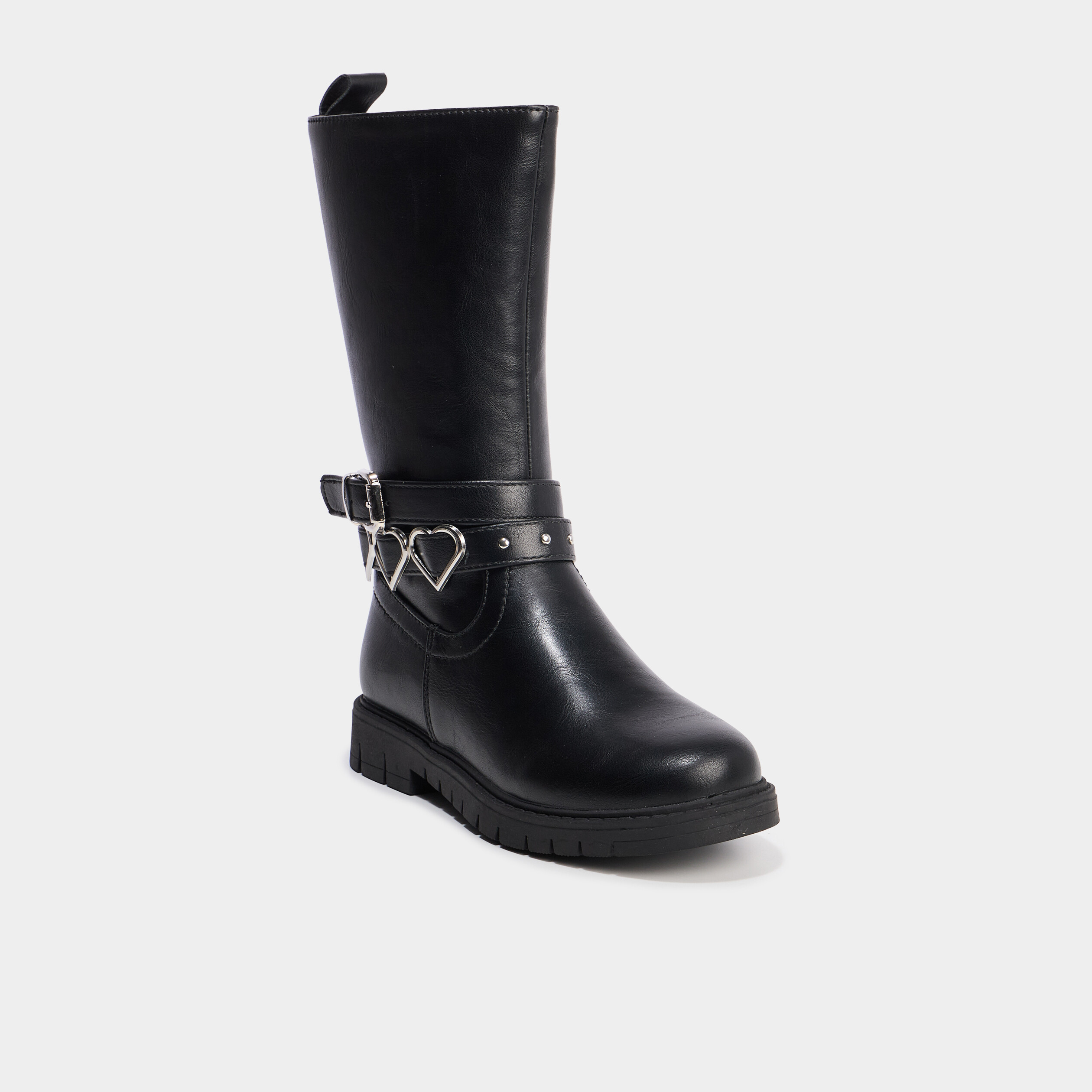 Bottes avec boucles coeurs noir fille