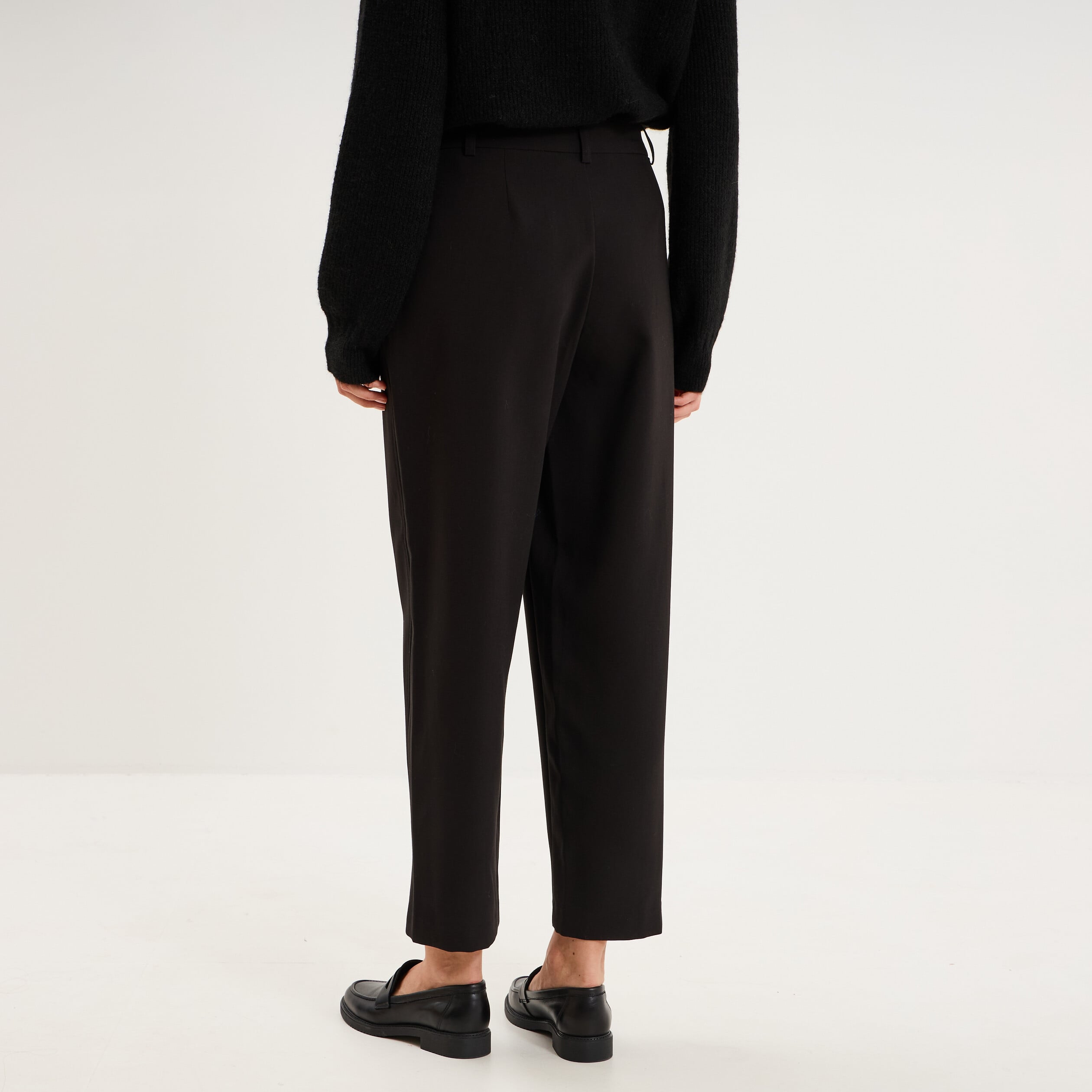 Pantalon barrel taille haute 7/8&egrave;me noir femme