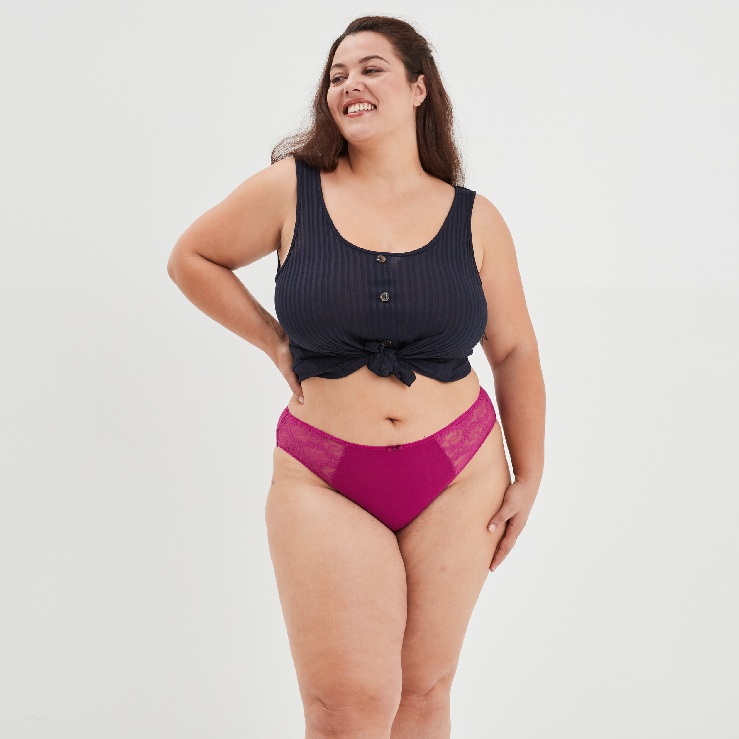 culotte empiecements dentelle violet femmegt Culotte empiècements dentelle violet femme grande taille