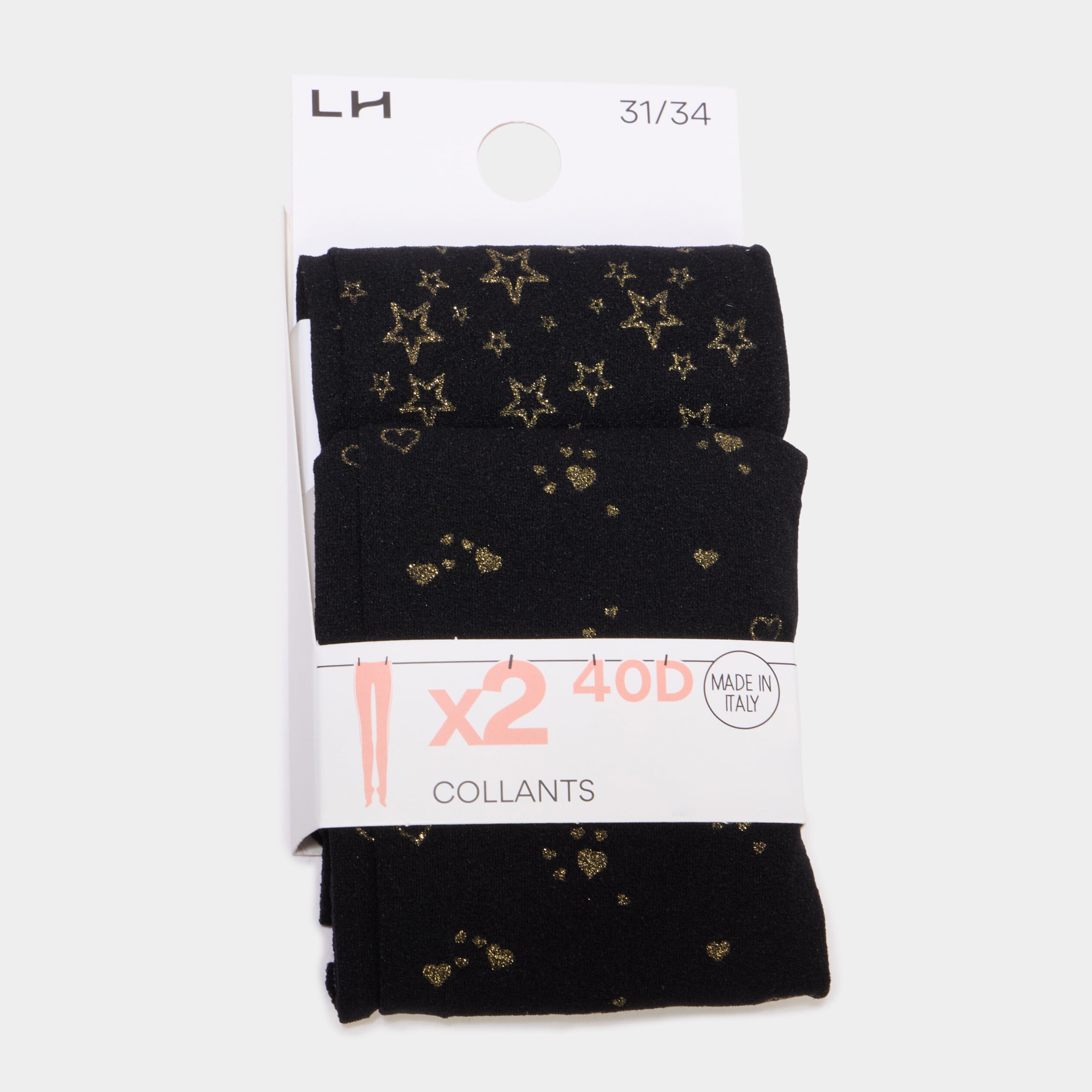 Lot 2 collants 40D noir fille