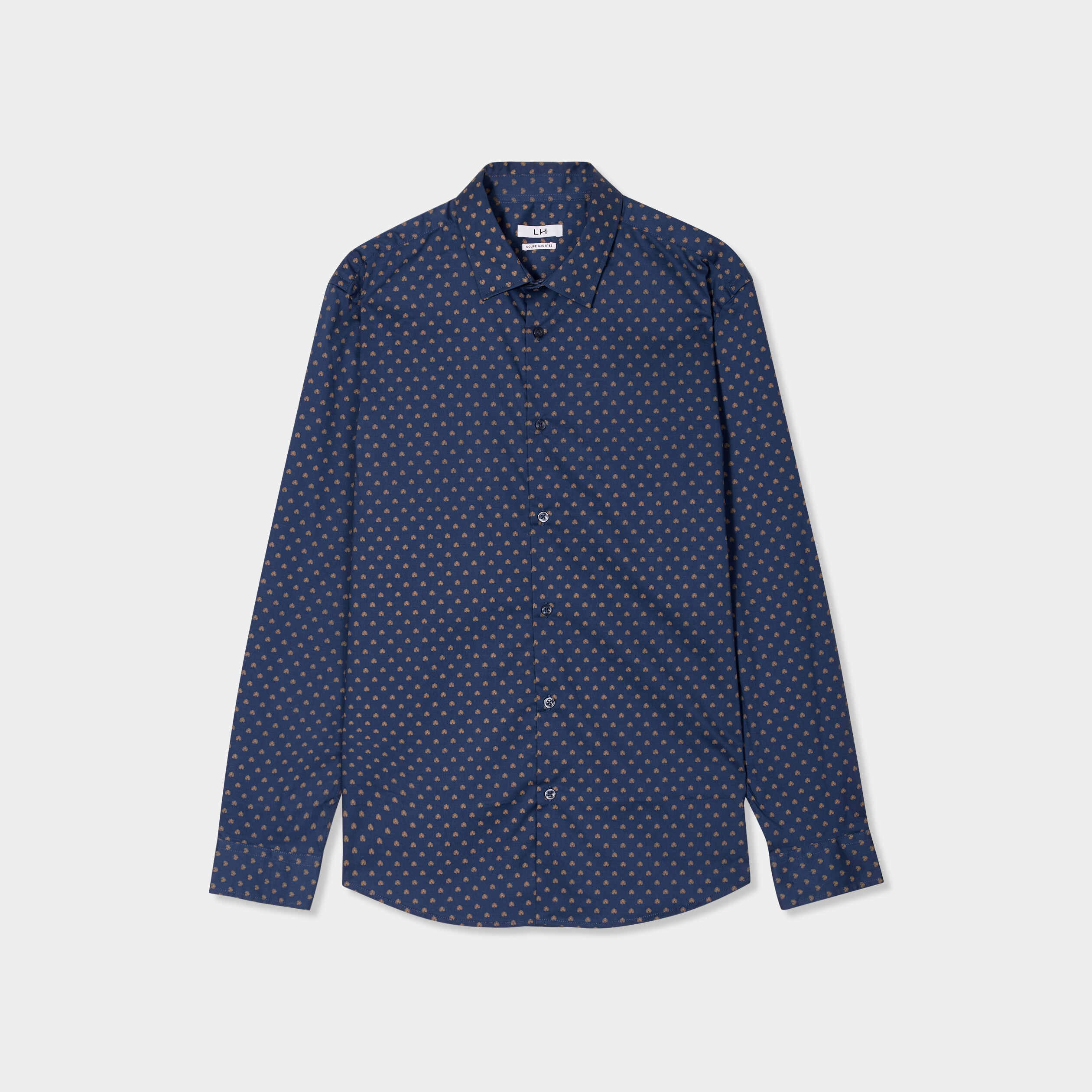 Chemise ajustée col français bleu foncé homme