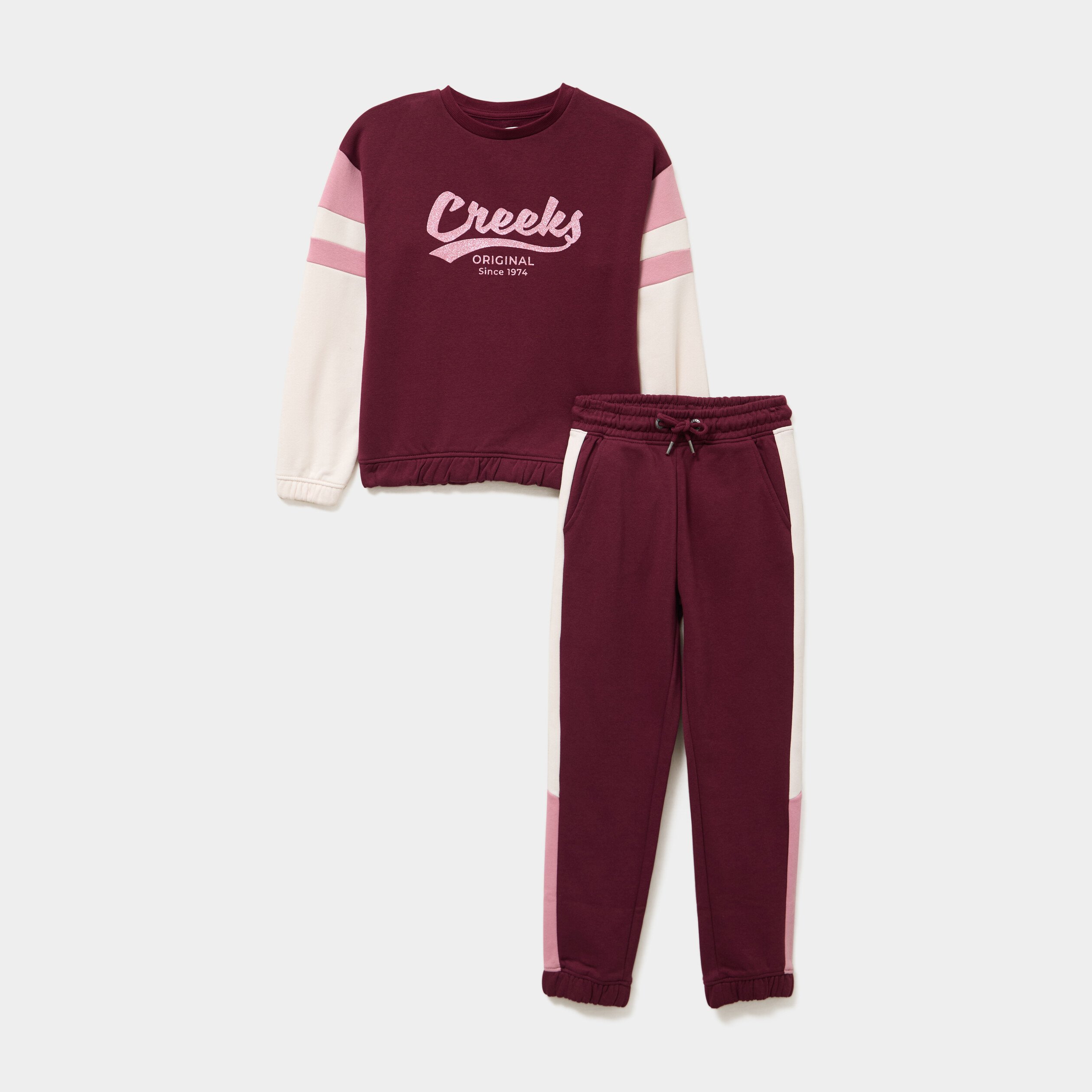 ensemble jogging sweat et pantalon coton bordeaux fille Ensemble jogging sweat et pantalon coton bordeaux fille