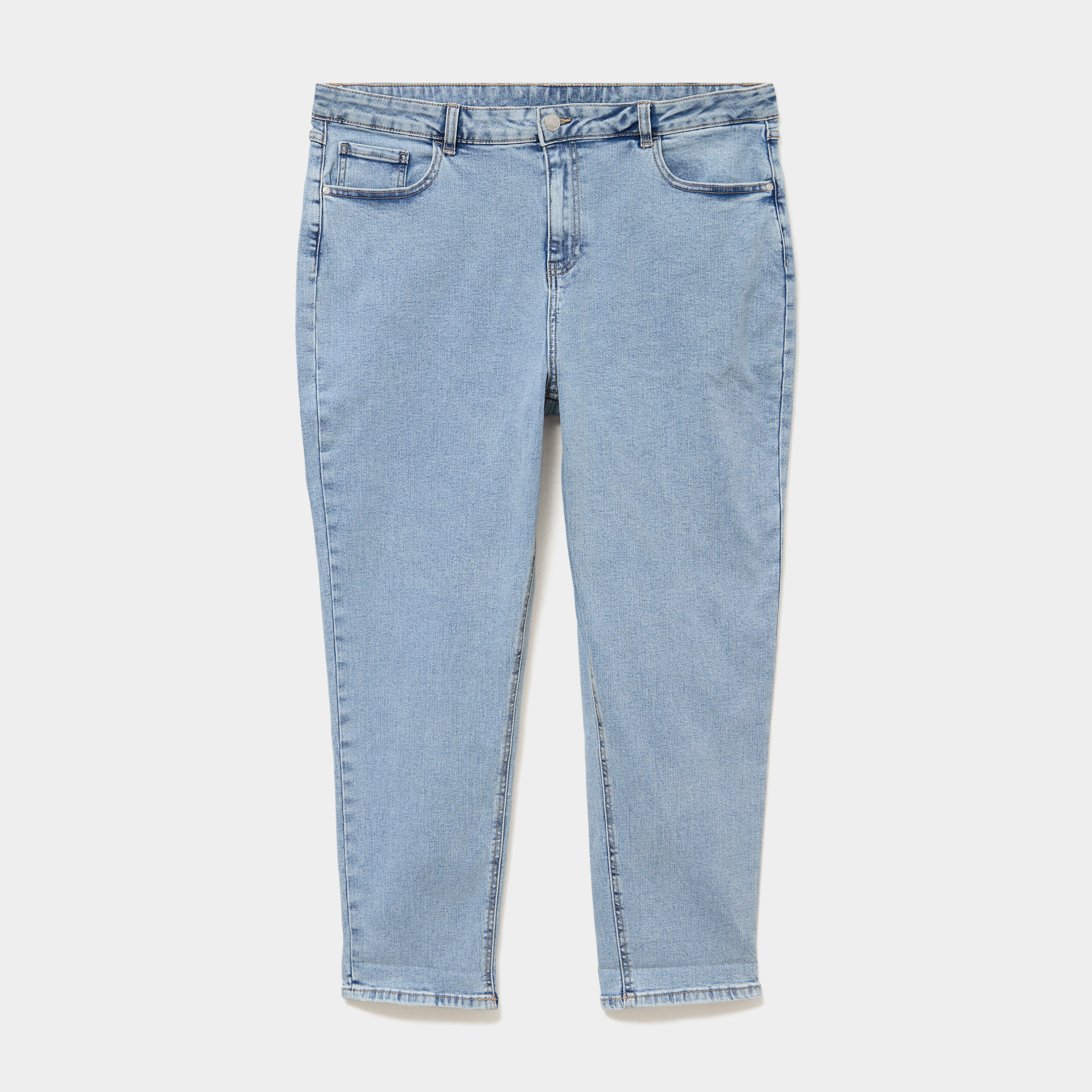 Jeans mom cropped taille haute denim double stone femme grande taille