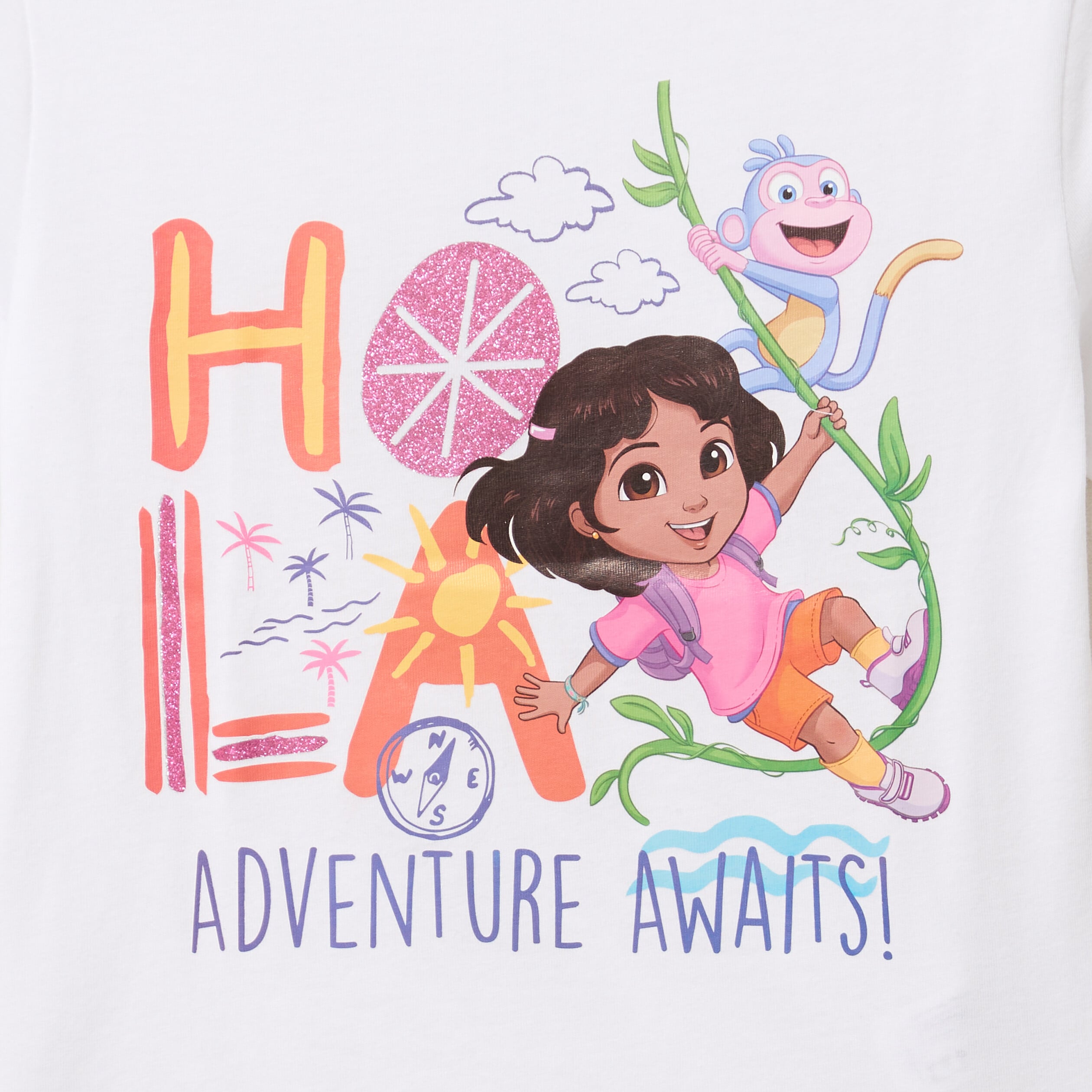 T-shirt coton Dora l'exploratrice blanc fille