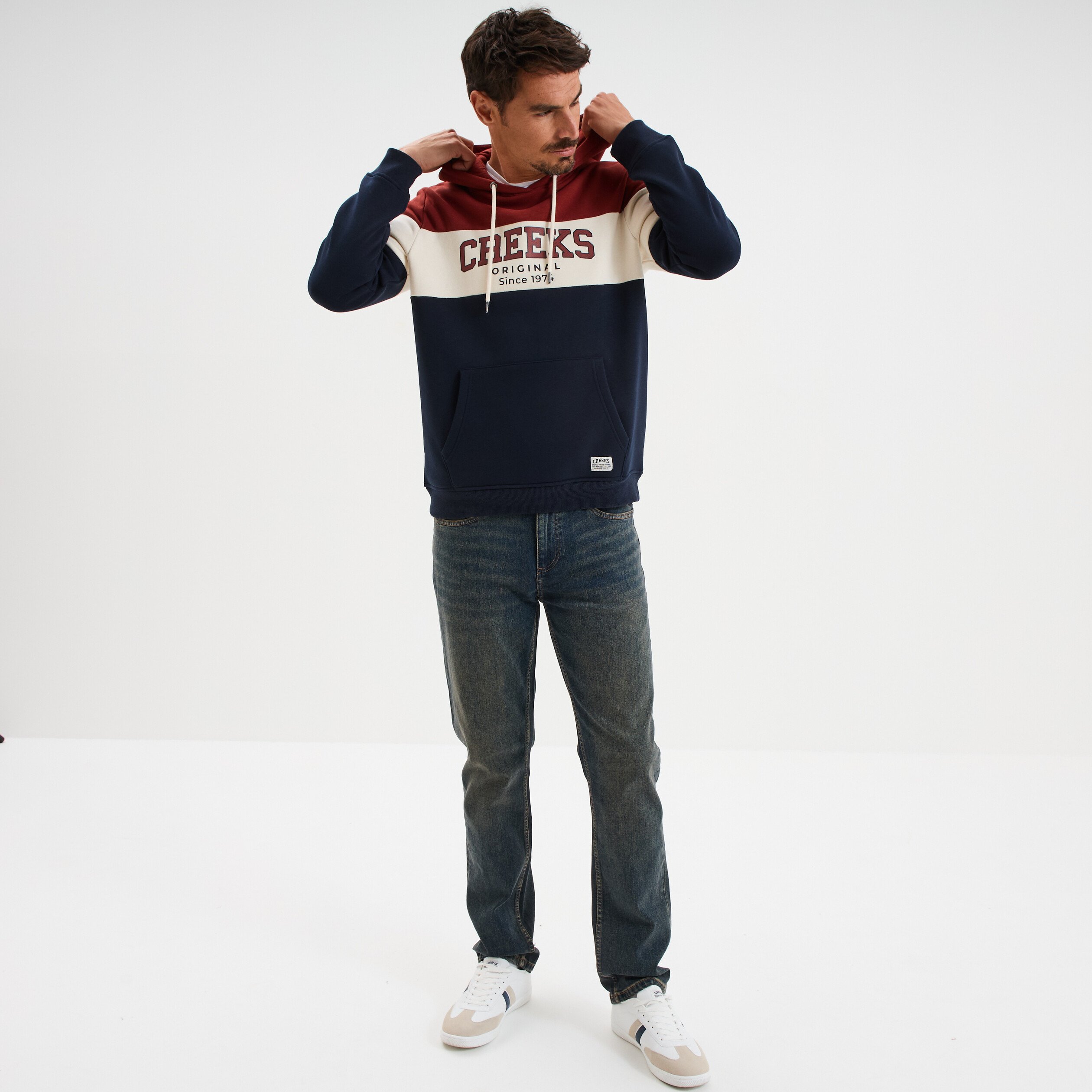 sweat hoodie manches longues a capuche rouge fonce homme Sweat hoodie manches longues à capuche rouge foncé homme