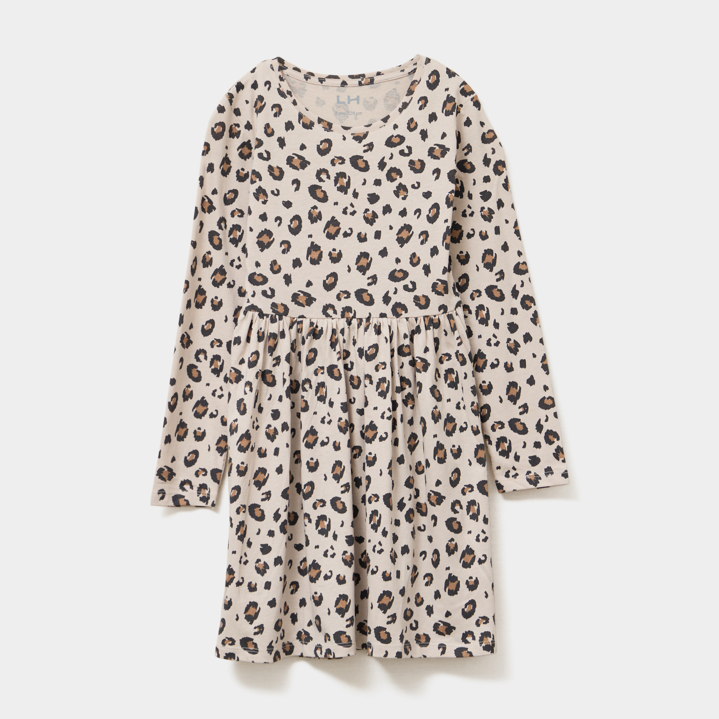 robe evasee manches longues coton sable fille Robe évasée manches longues coton sable fille