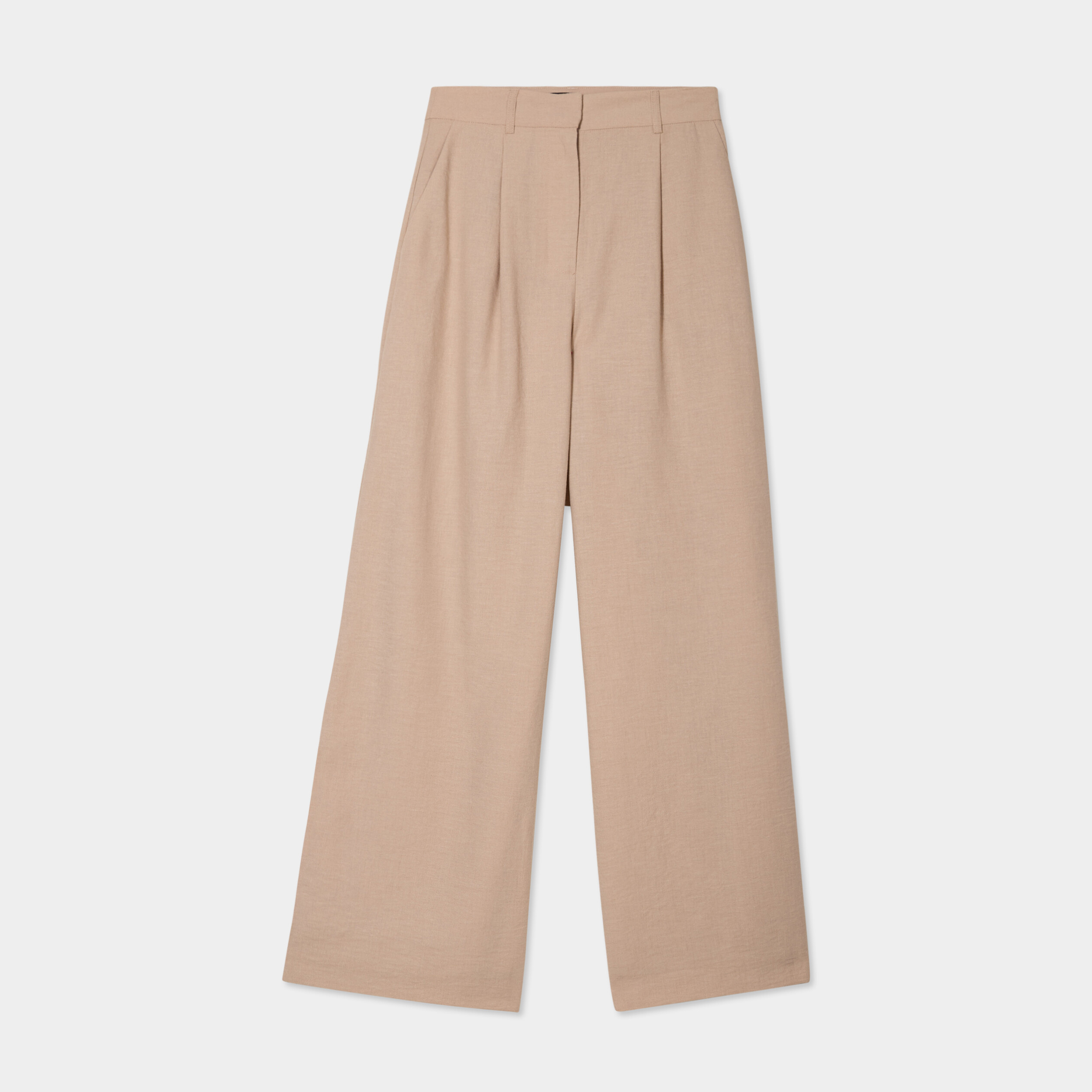 pantalon large avec pinces beige femme Pantalon large avec pinces beige femme