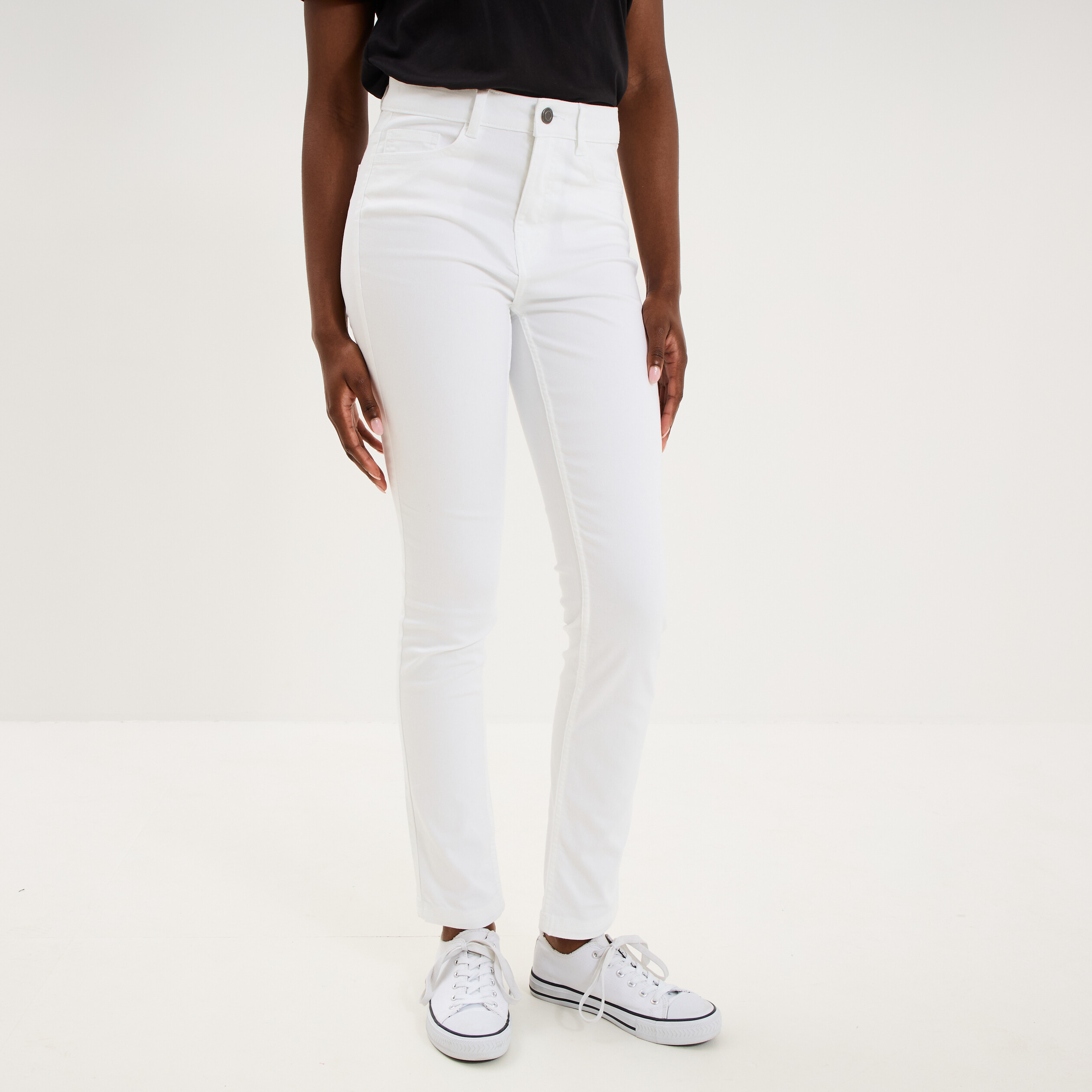 Pantalon slim taille standard blanc femme