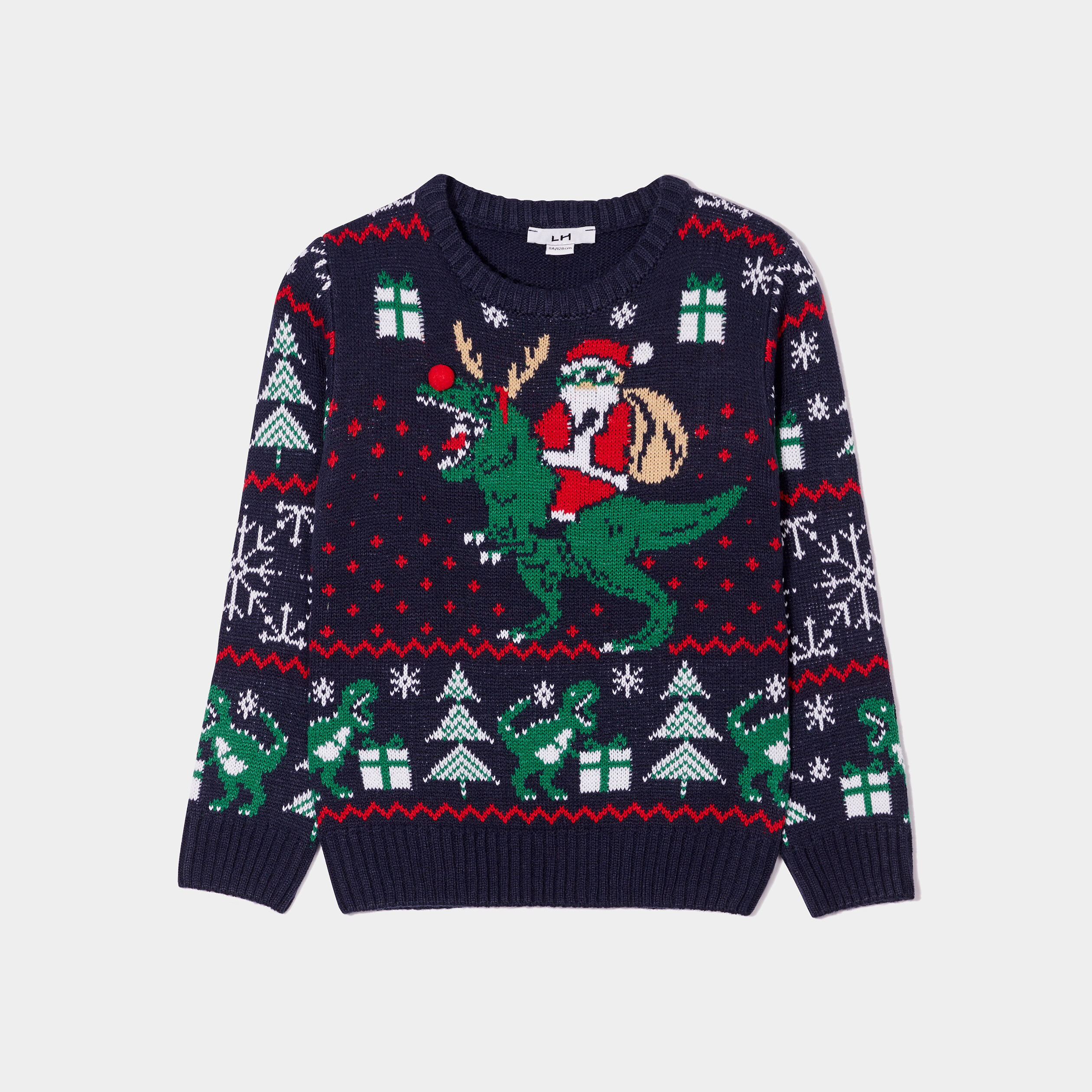 pull de noel avec pompon bleu marine garcon Pull de Noël avec pompon bleu marine garçon