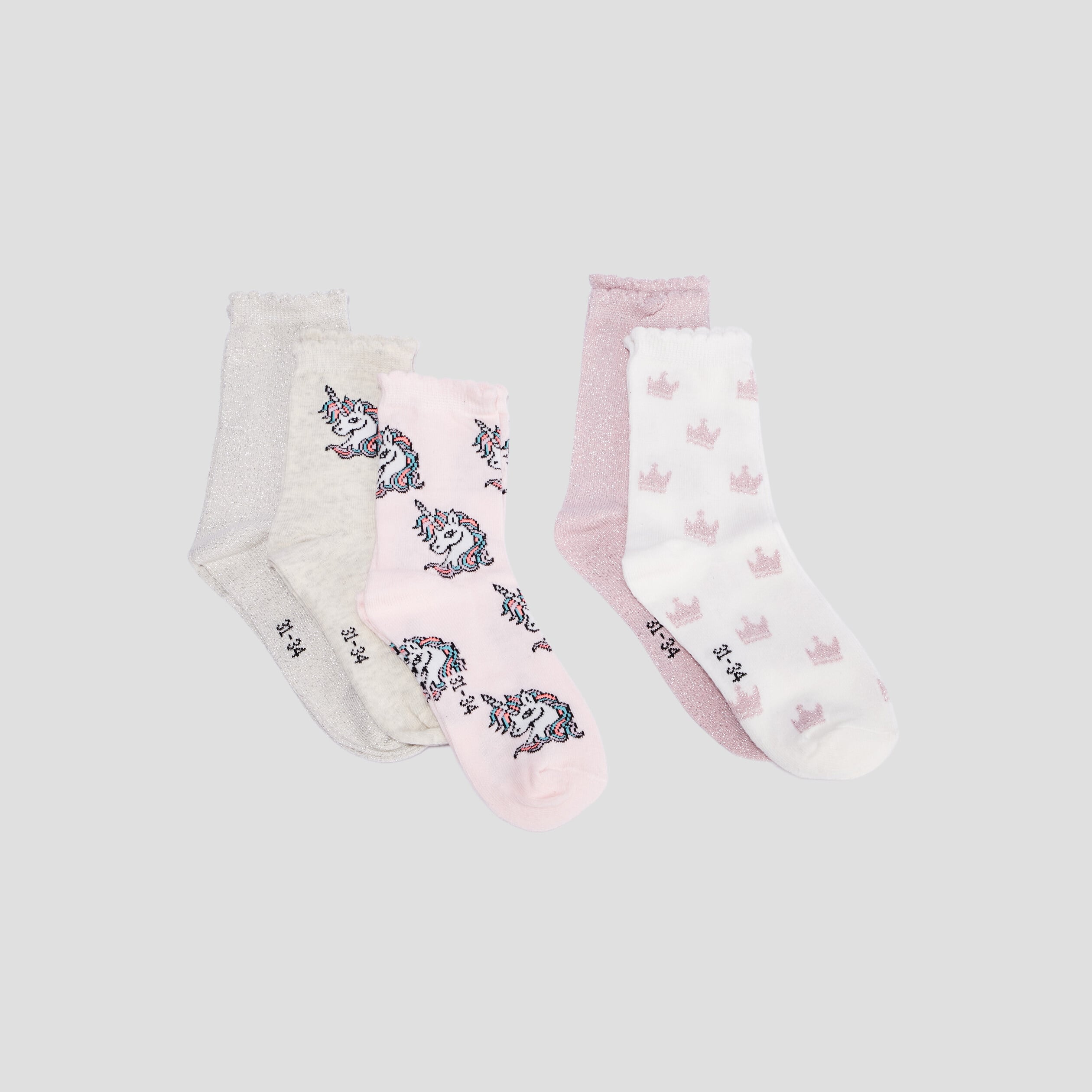 Lot 5 paires de chaussettes rose fille