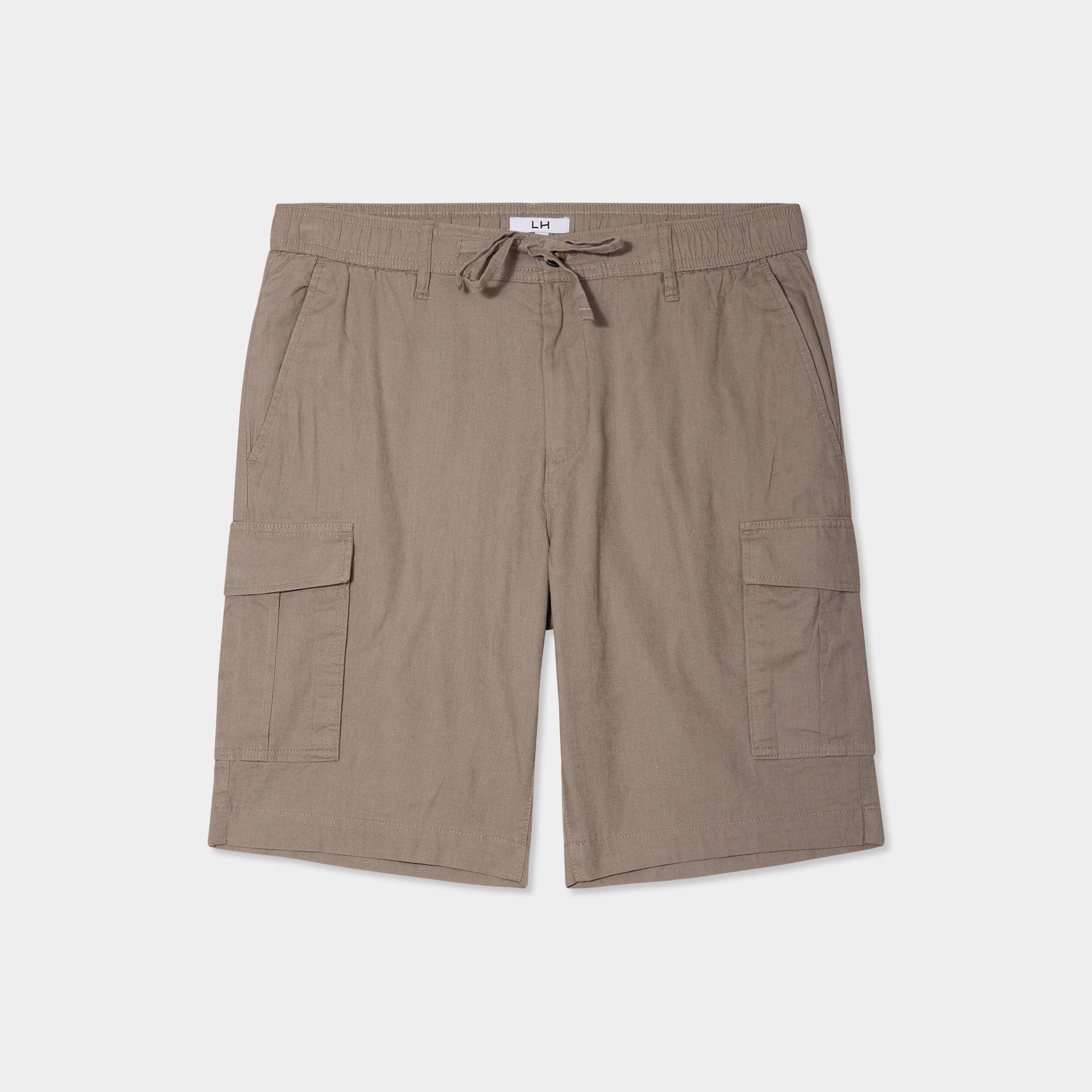 bermuda cargo en lin melange gris homme Bermuda cargo en lin mélangé gris homme