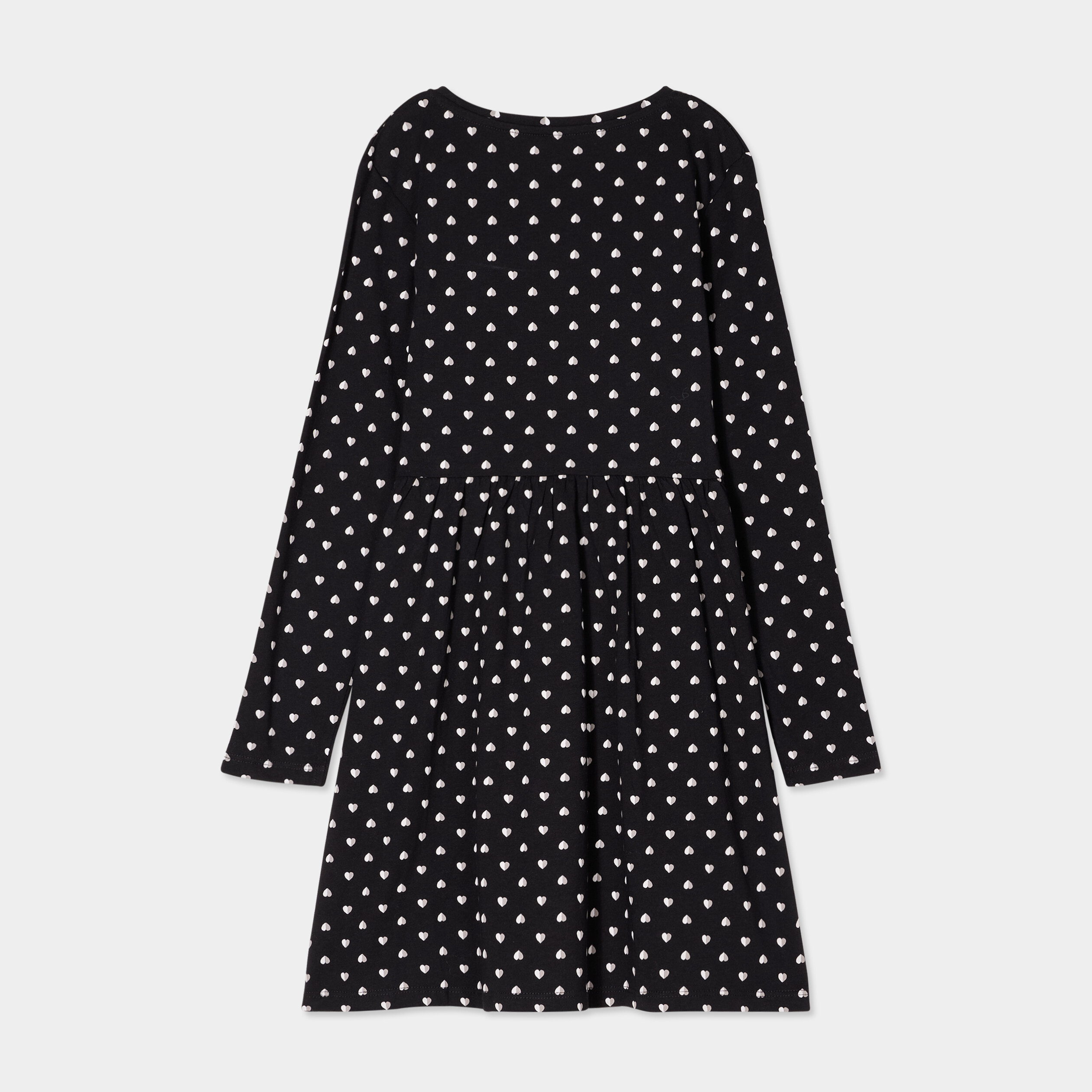 robe trapeze manches longues coton noir fille Robe trapèze manches longues coton noir fille