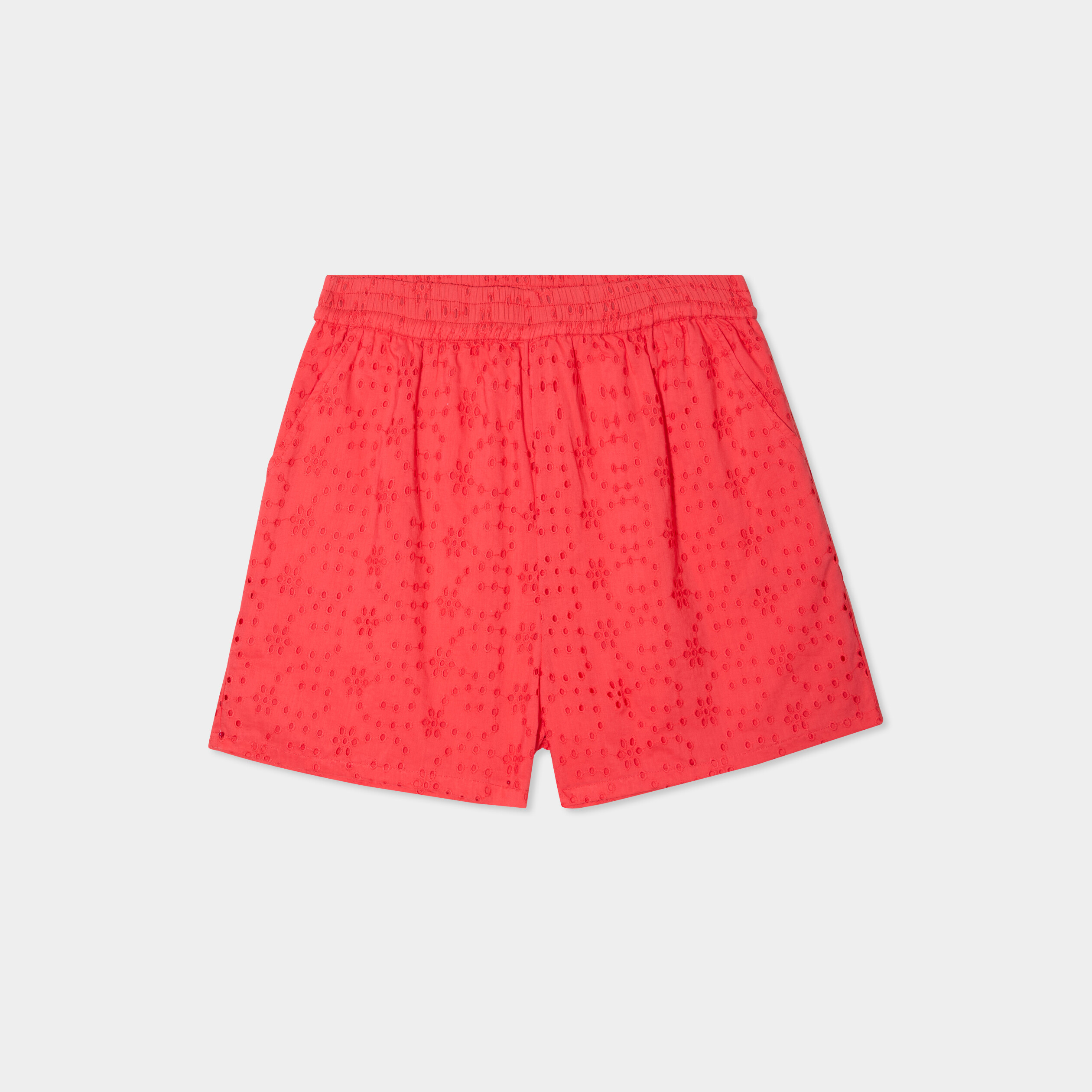 short broderie anglaise elastique coton rouge femme Short broderie anglaise élastiqué coton rouge femme