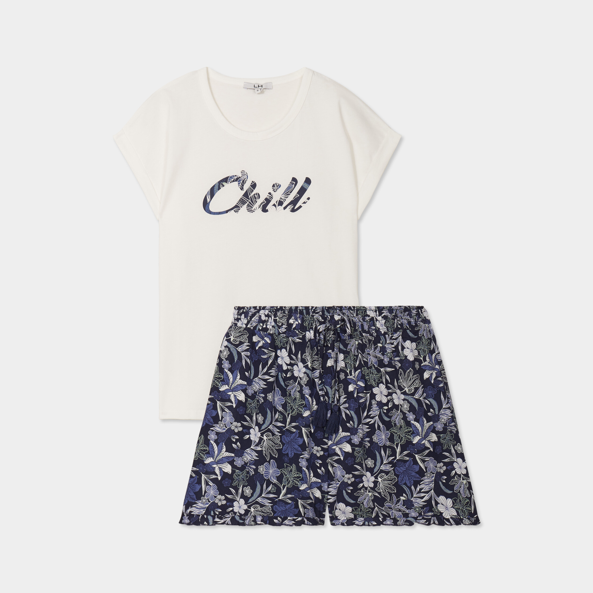 ensemble pyjama short et t shirt bleu marine femme Ensemble pyjama short et t-shirt bleu marine femme