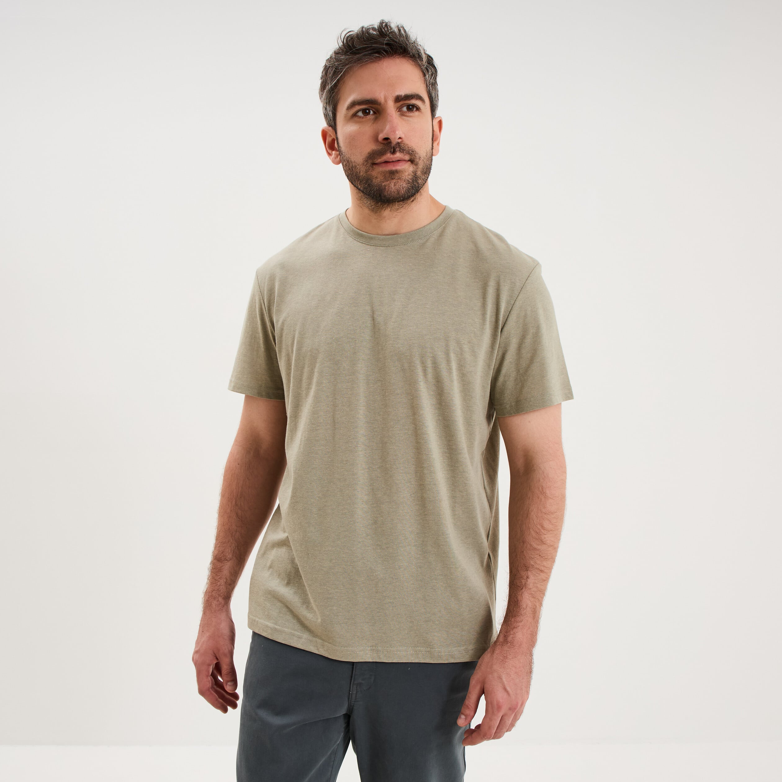 T-shirt droit en coton manches courtes vert homme