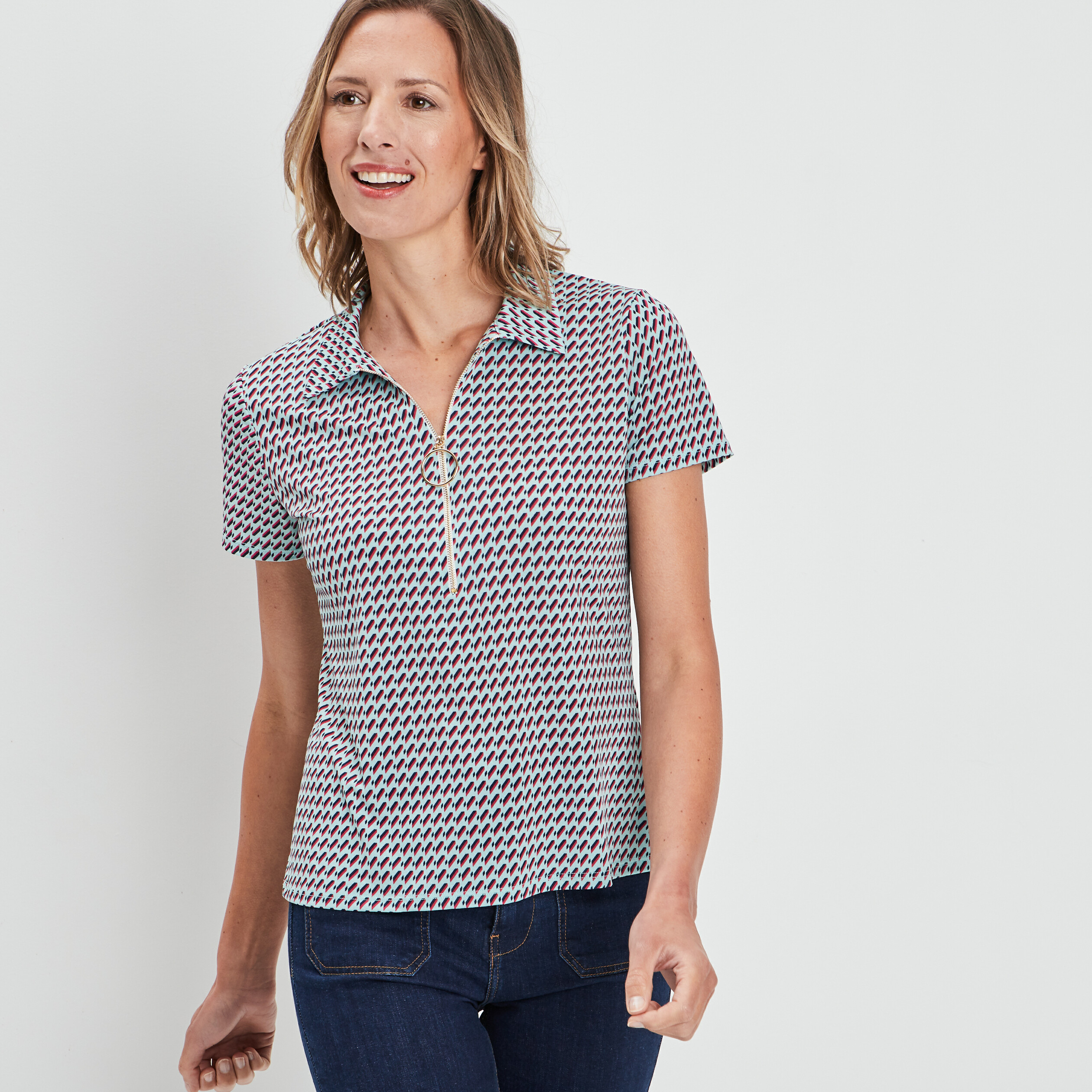 T-shirt manches courtes bleu turquoise femme