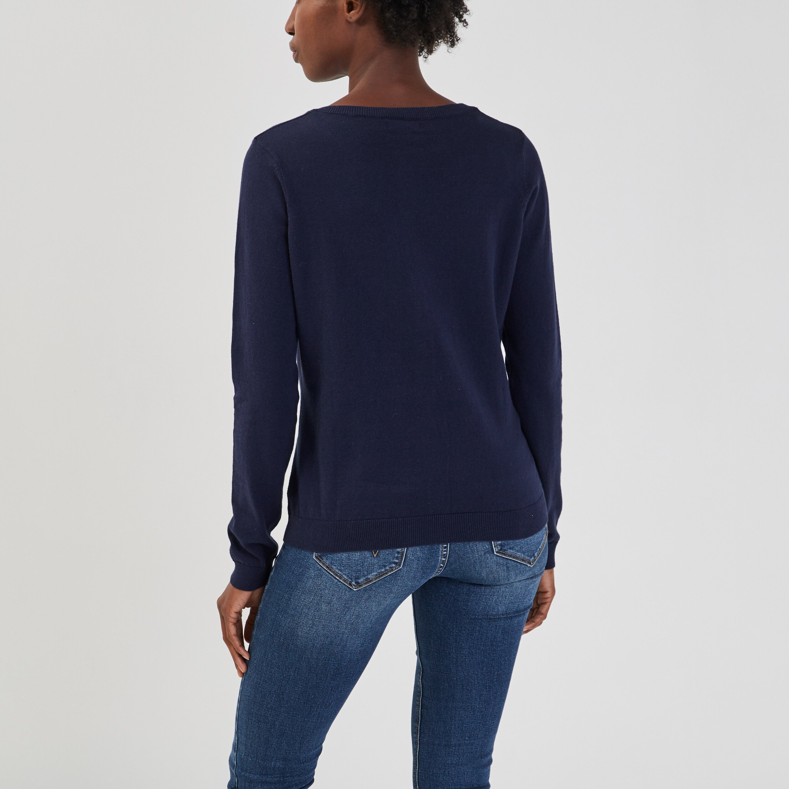 gilet manches longues boutonne col rond bleu marine femme Gilet manches longues boutonné col rond bleu marine femme