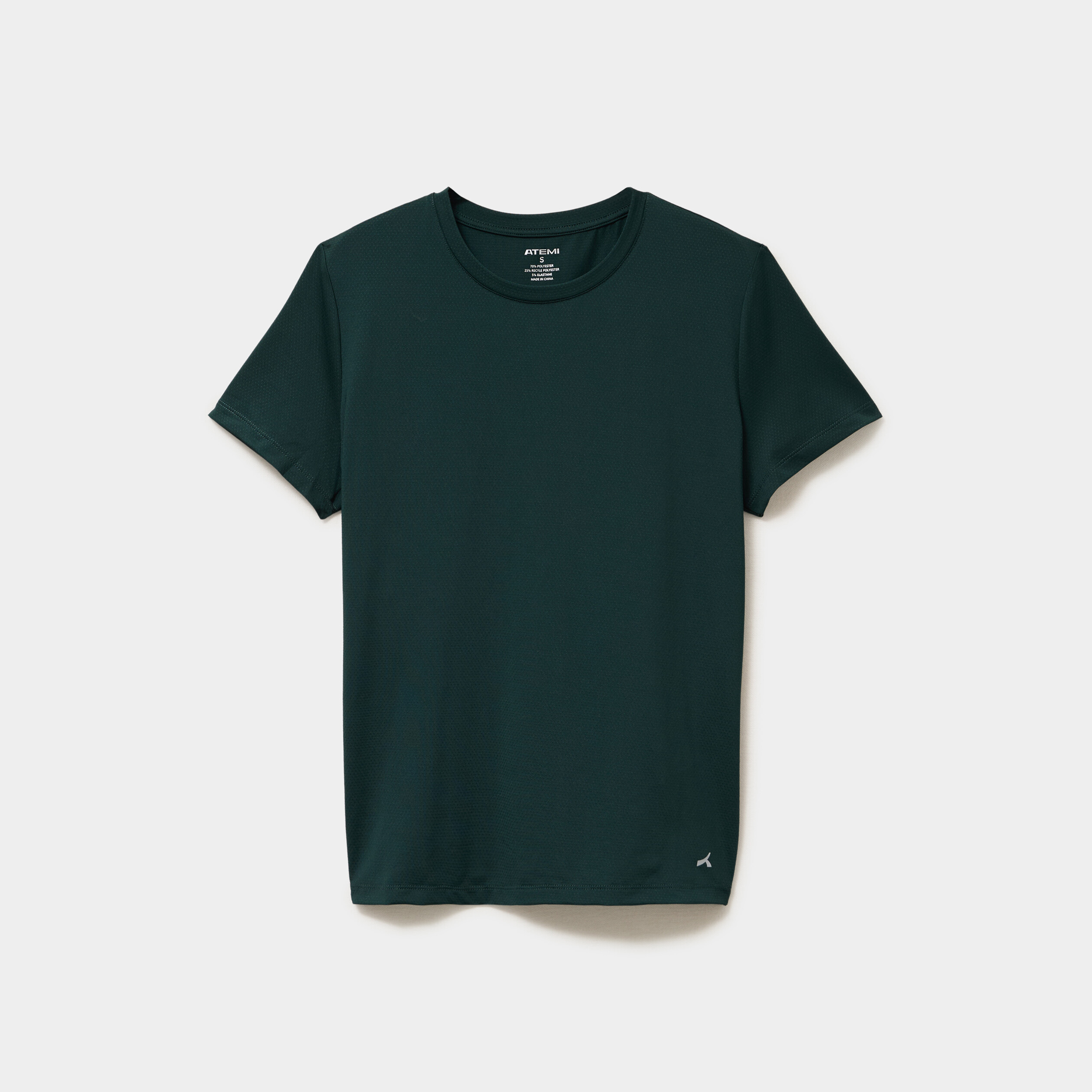 T-shirt de sport droit manches courtes vert fonc&eacute; femme