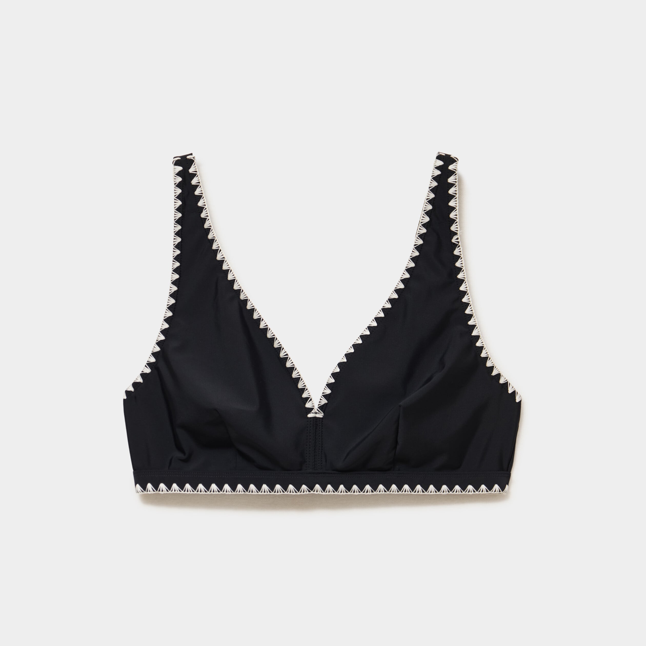 Haut de maillot de bain triangle brod&eacute; noir femme grande taille