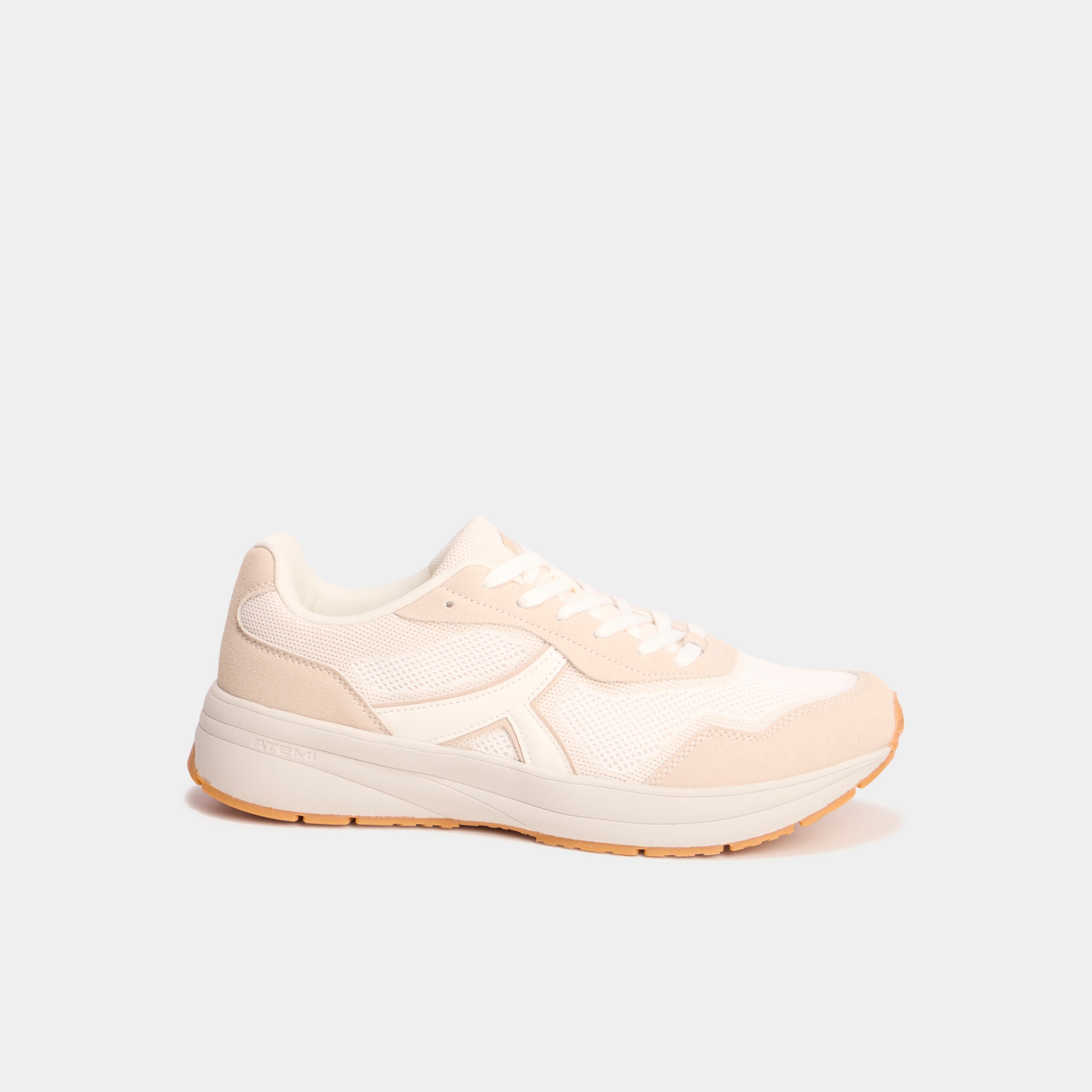 Baskets running de sport &agrave; lacets sable homme
